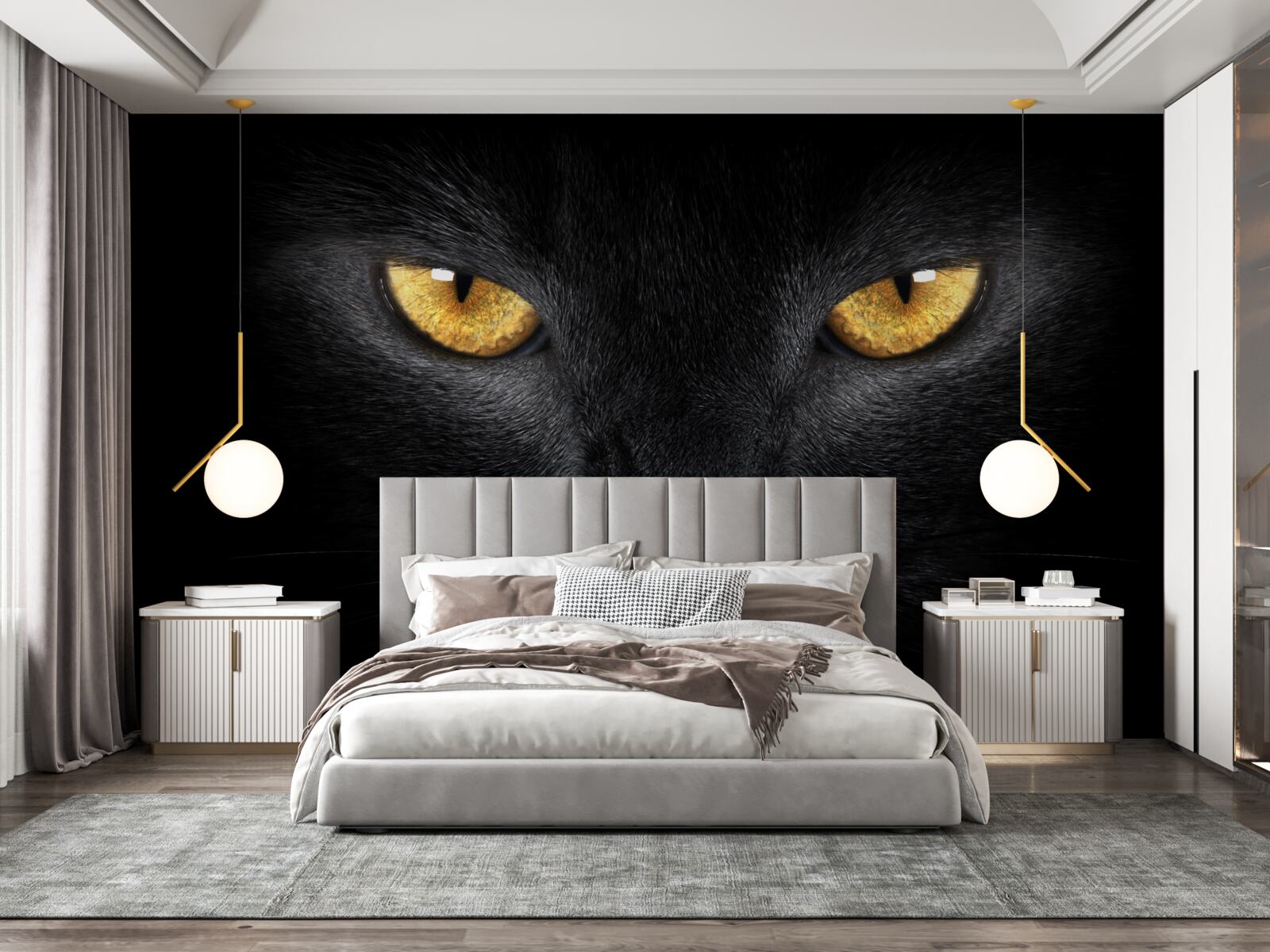 Fototapeta prenikavý pohľad čiernej mačky