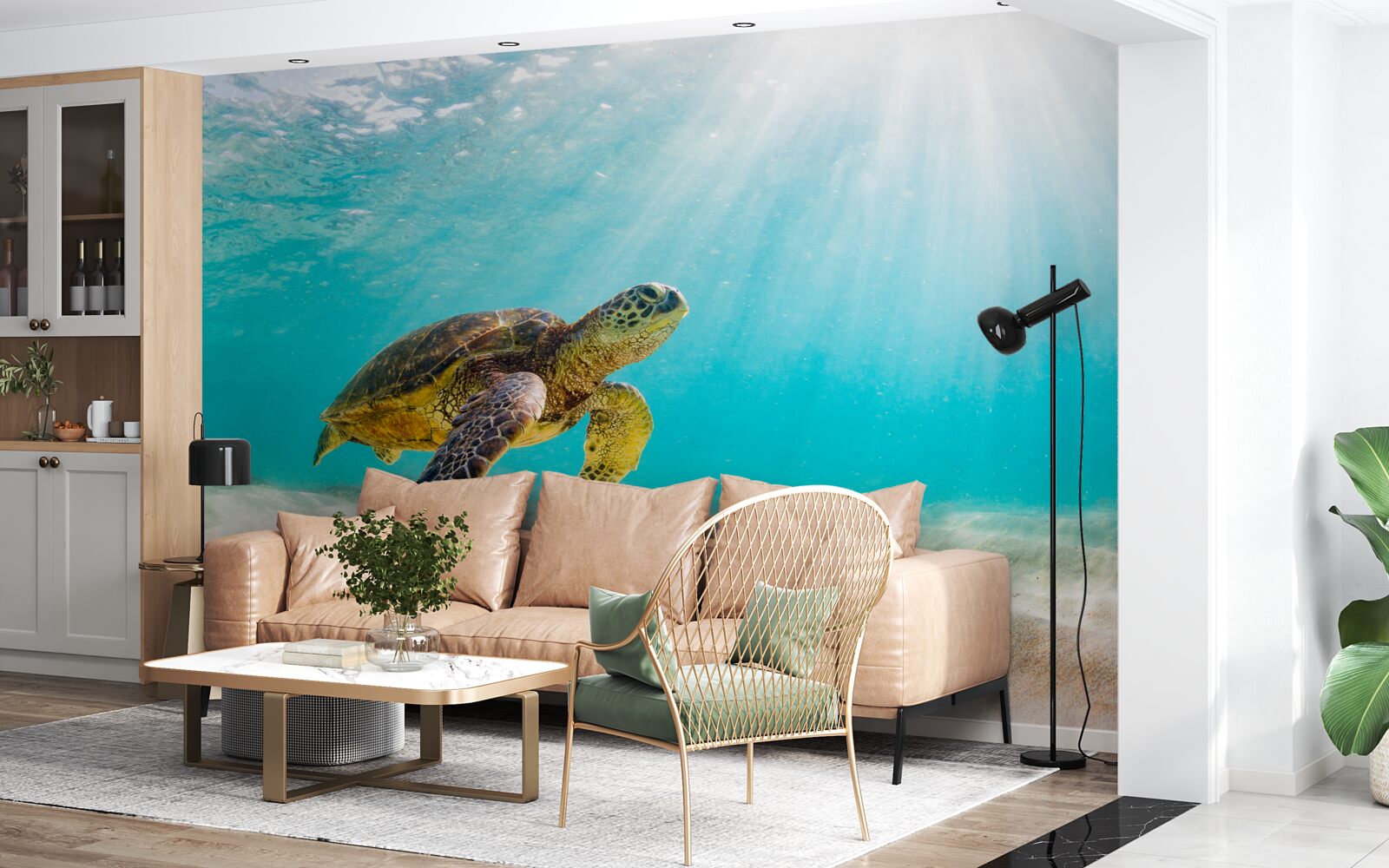 Fototapeta Žlté lebky na piesčitom dne