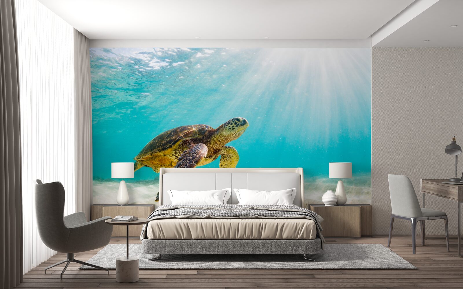 Fototapeta Žlté lebky na piesčitom dne