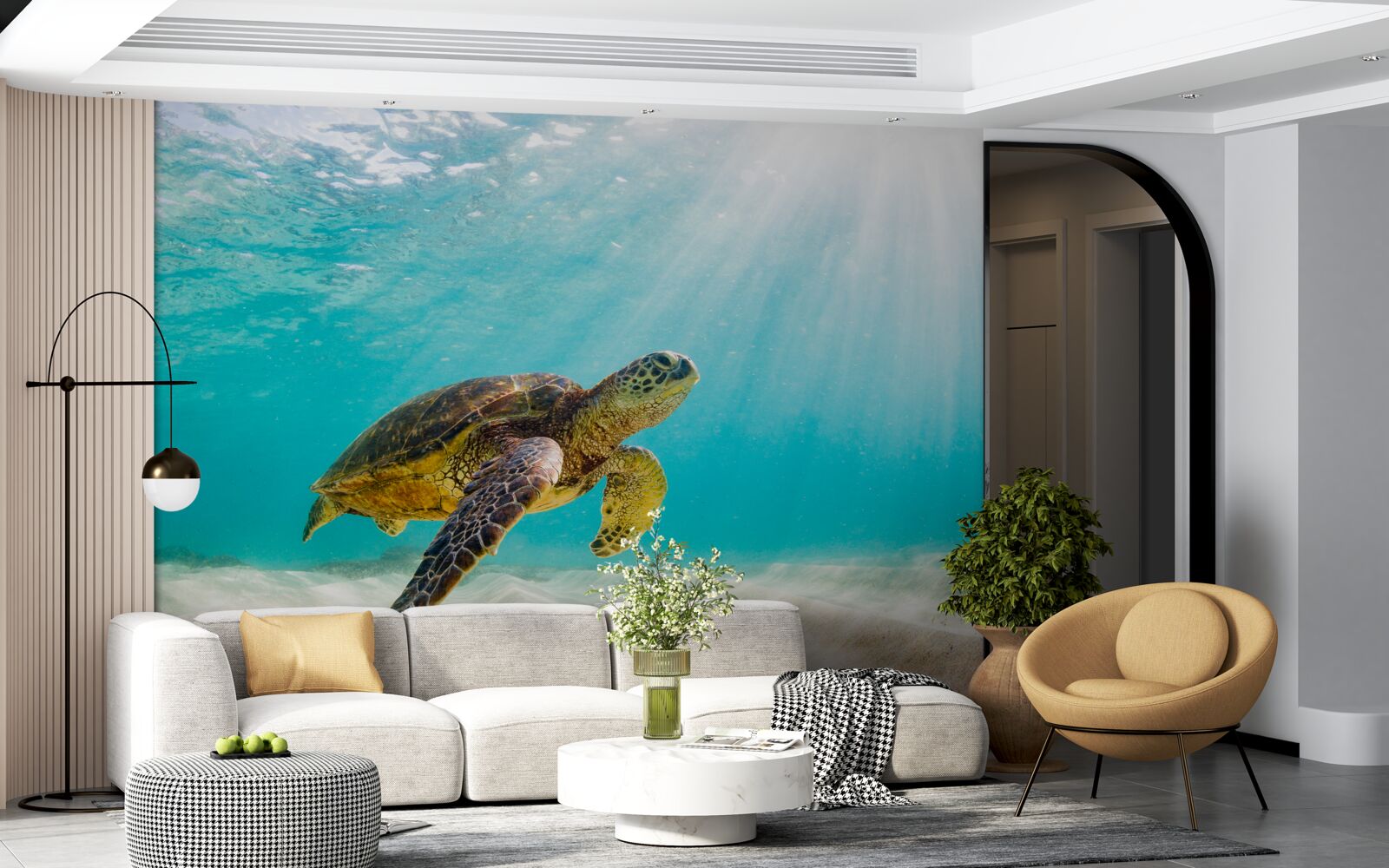 Fototapeta Žlté lebky na piesčitom dne