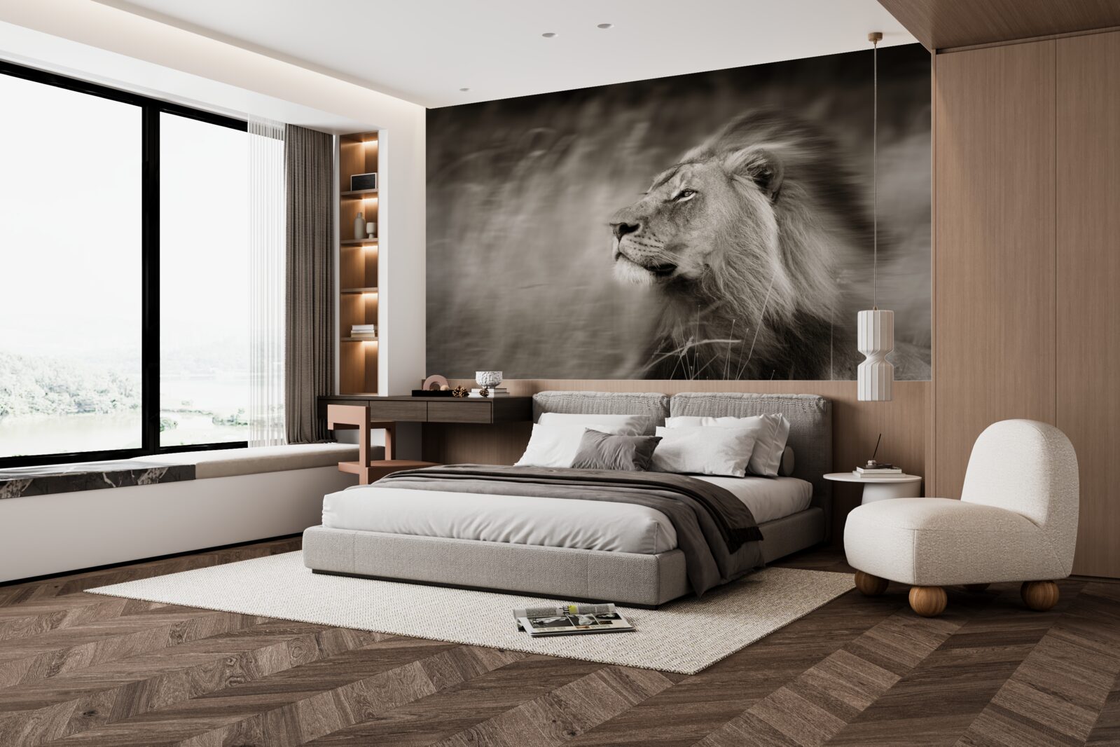 Fototapeta čiernobiela šelma pán vo vetre