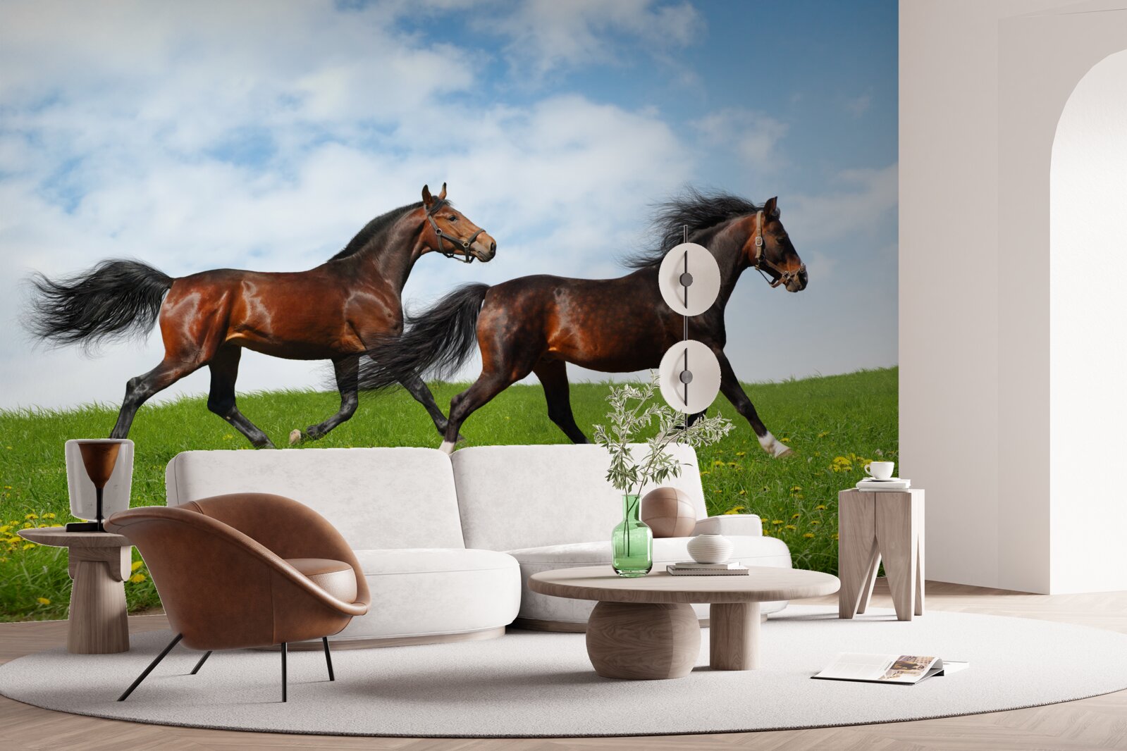 Fototapeta ranné kone bežiace cez čistinku