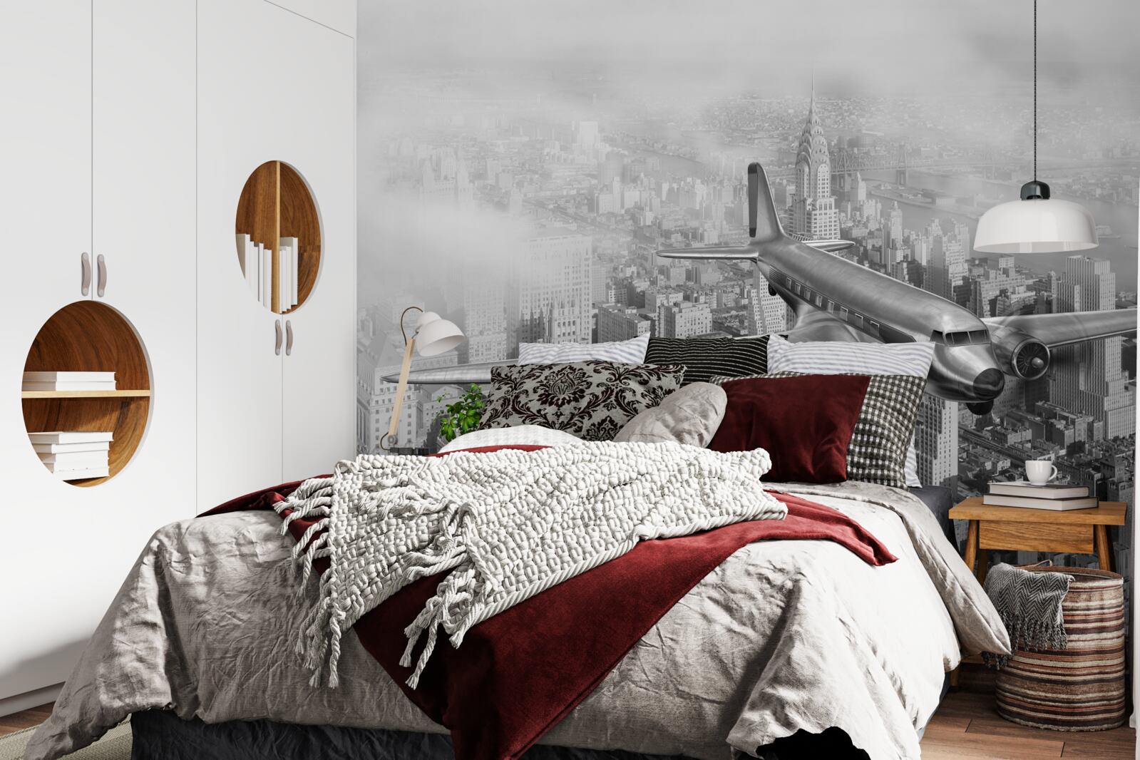 Fototapeta let lietadlom ponad obrovské mesto