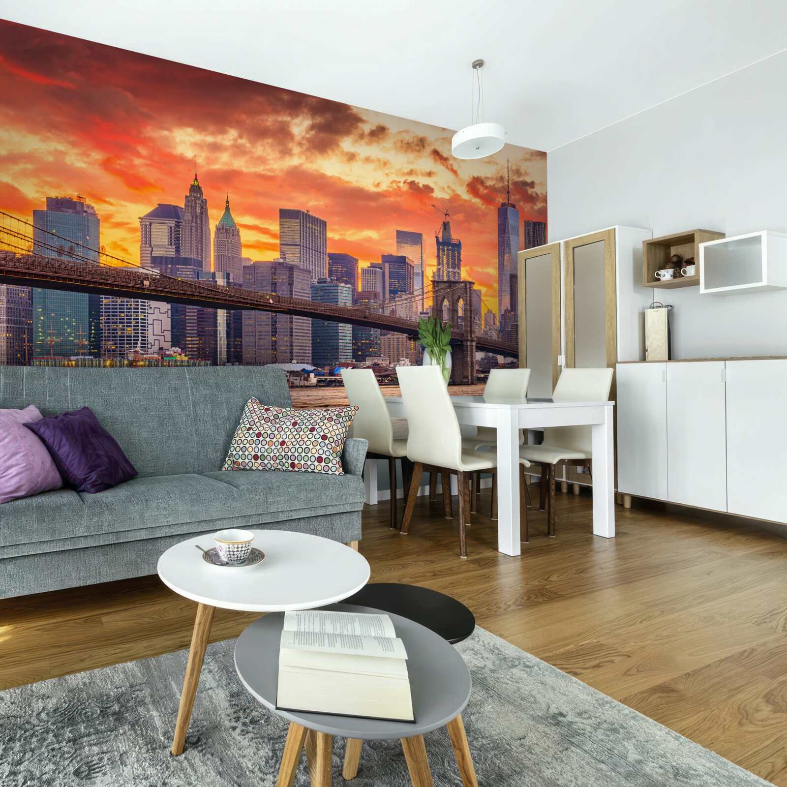 Fototapeta mraky nad mestom new york pri západe slnka