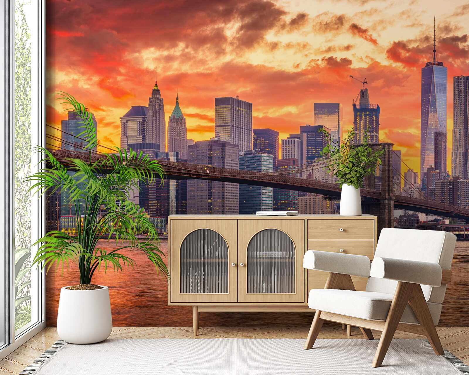 Fototapeta mraky nad mestom new york pri západe slnka