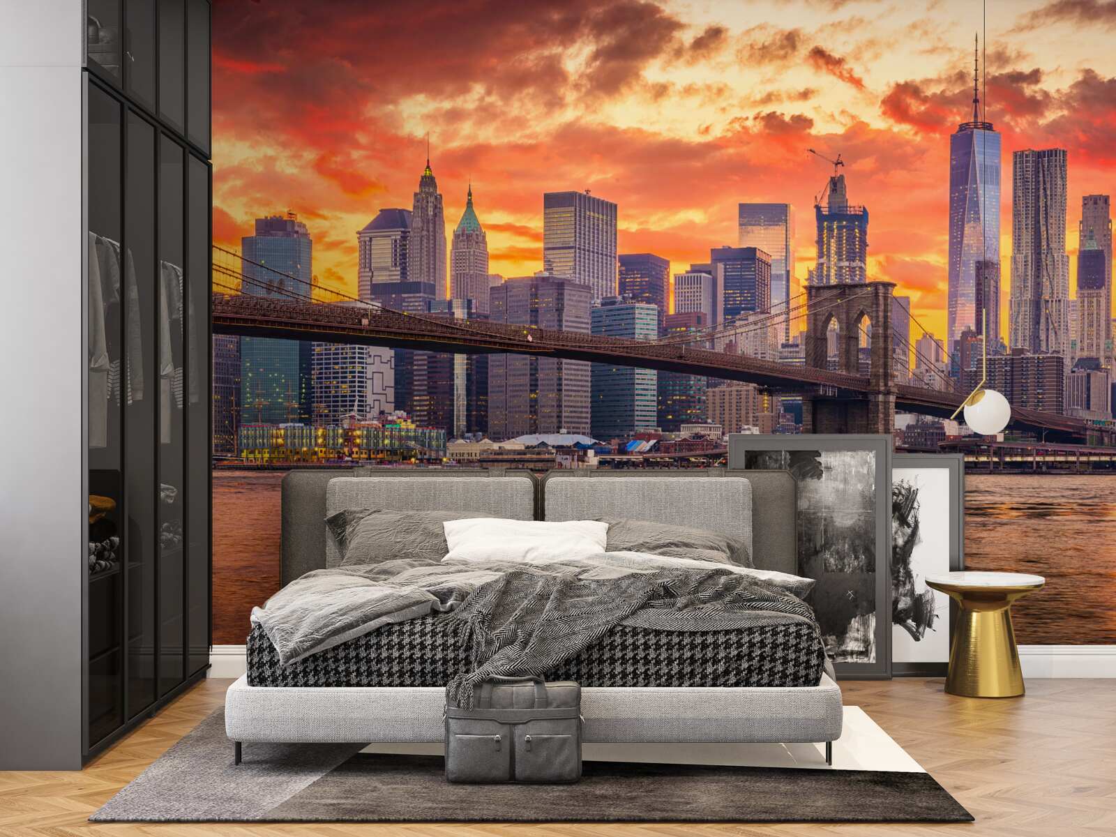 Fototapeta mraky nad mestom new york pri západe slnka