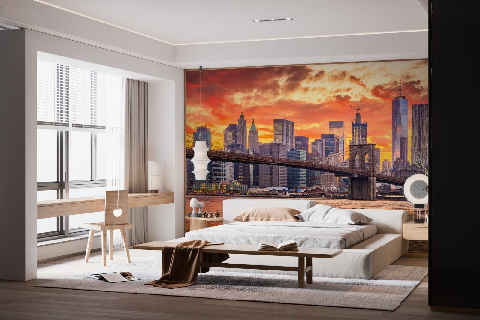 Fototapeta mraky nad mestom new york pri západe slnka