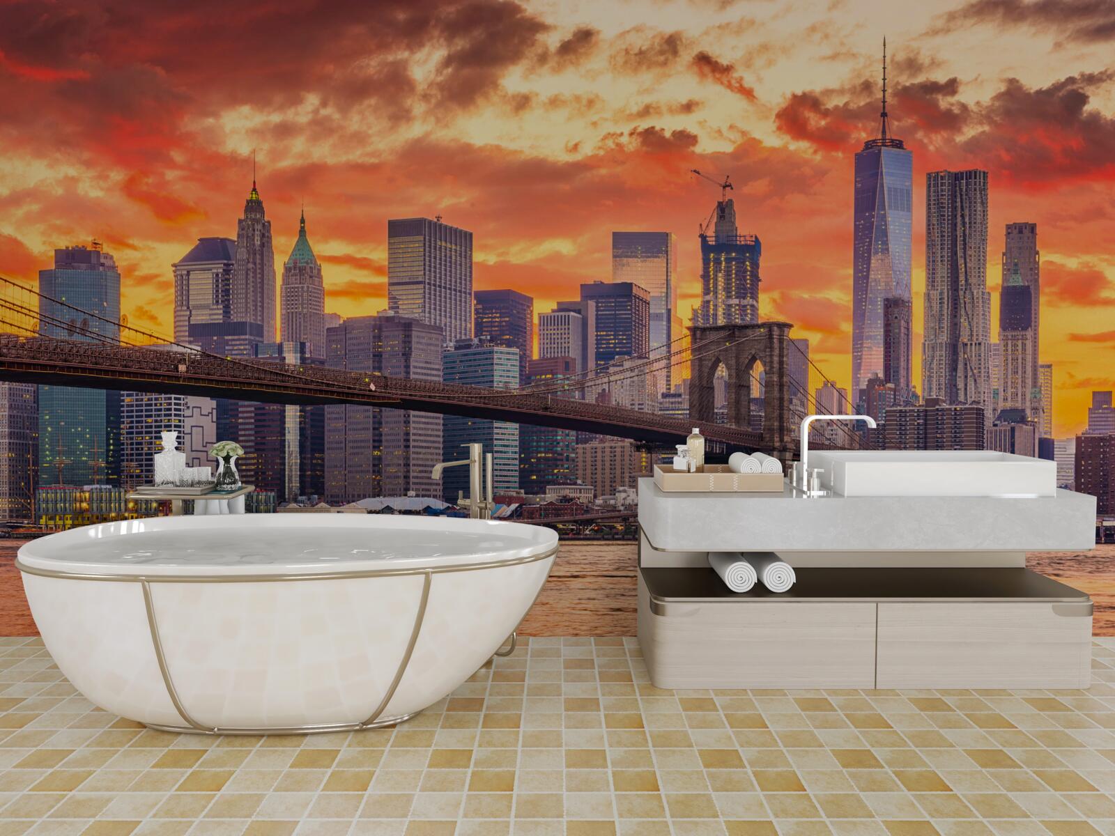 Fototapeta mraky nad mestom new york pri západe slnka