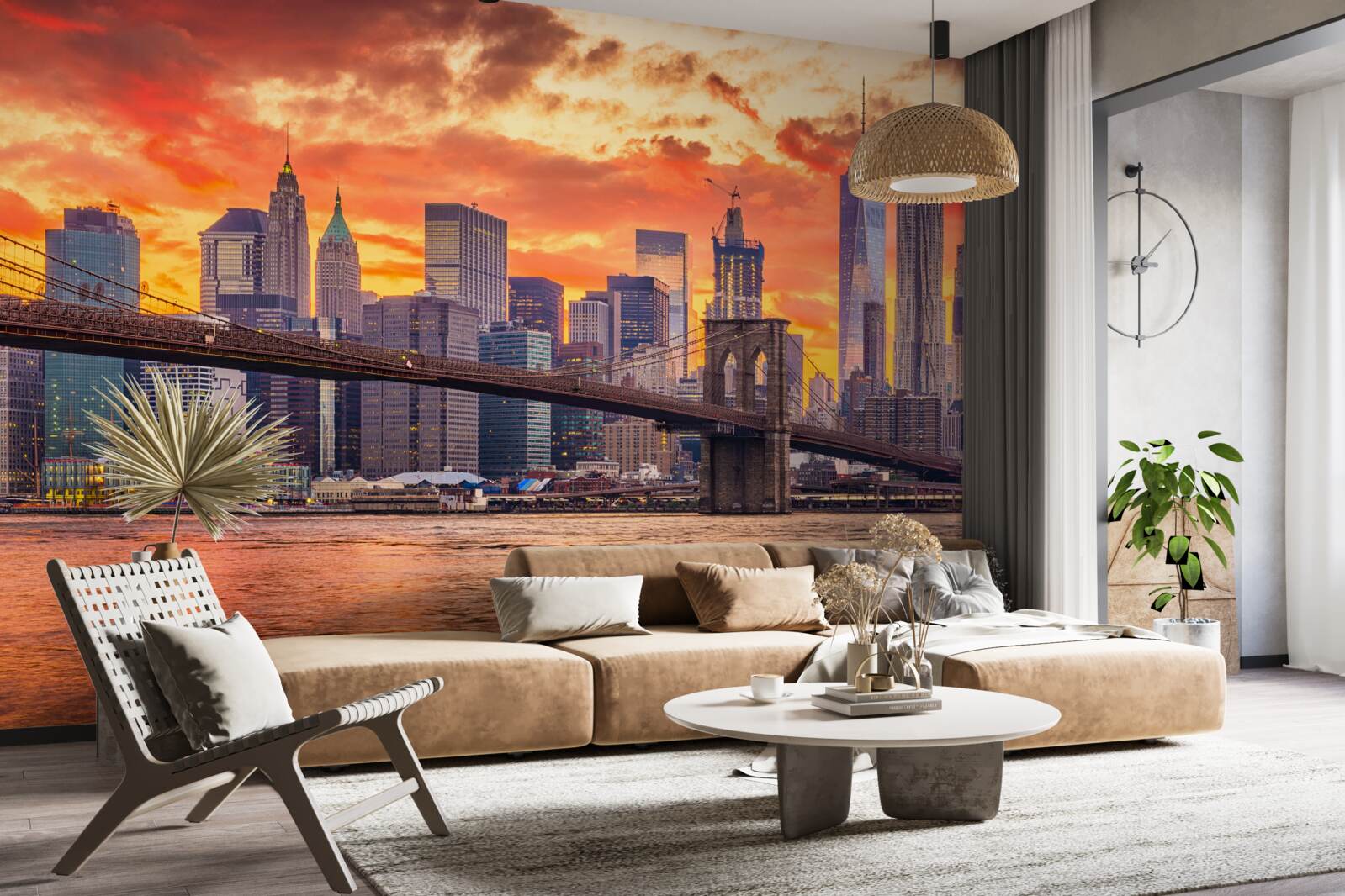 Fototapeta mraky nad mestom new york pri západe slnka