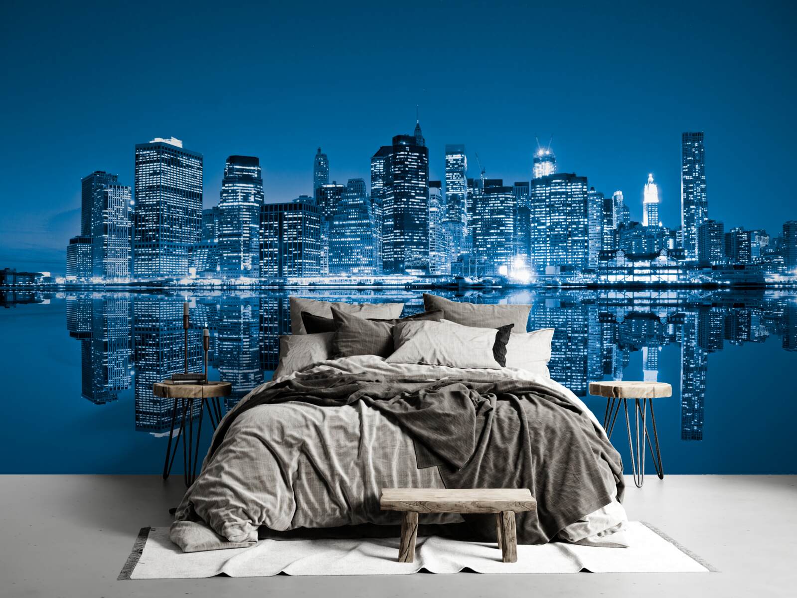 Fototapeta odraz tmavomodrých budov vo vode