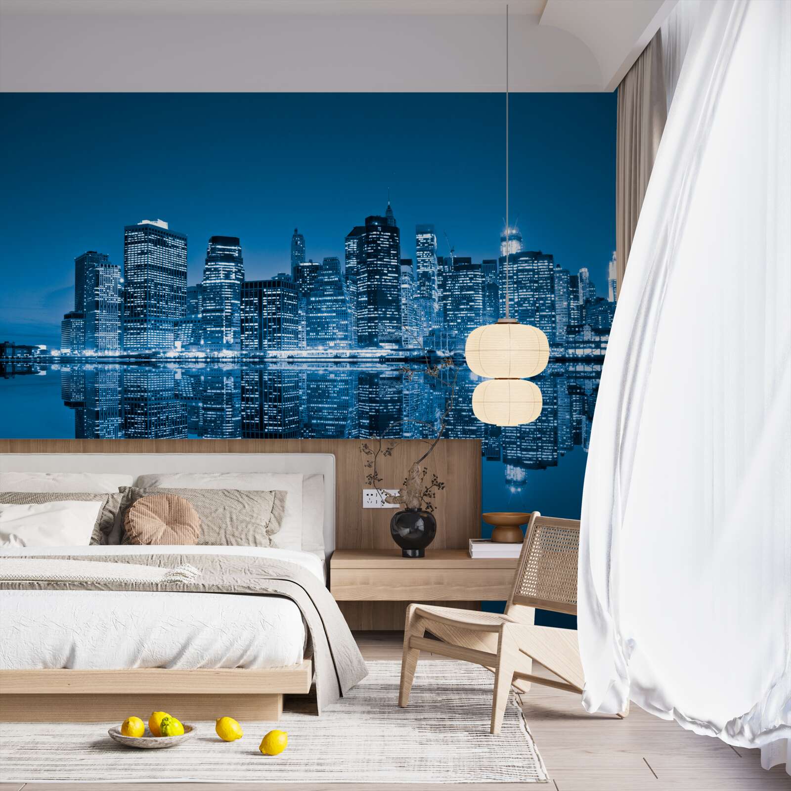 Fototapeta odraz tmavomodrých budov vo vode