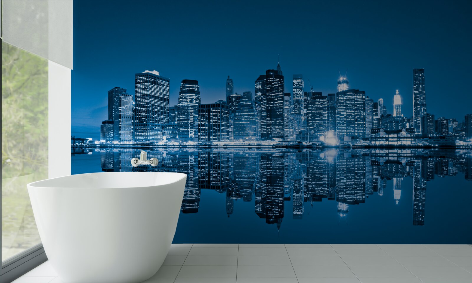 Fototapeta odraz tmavomodrých budov vo vode