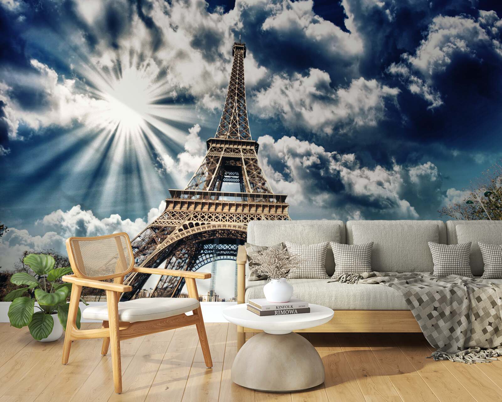 Fototapeta slnečné lúče nad Eiffelovou vežou