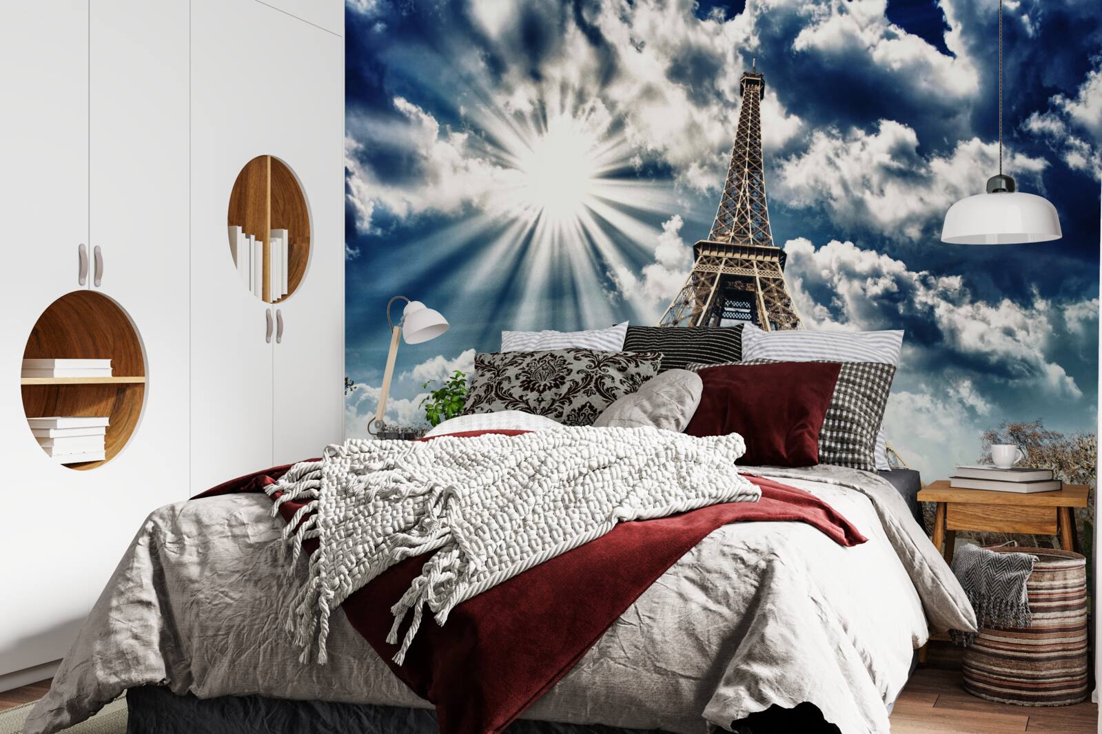 Fototapeta slnečné lúče nad Eiffelovou vežou