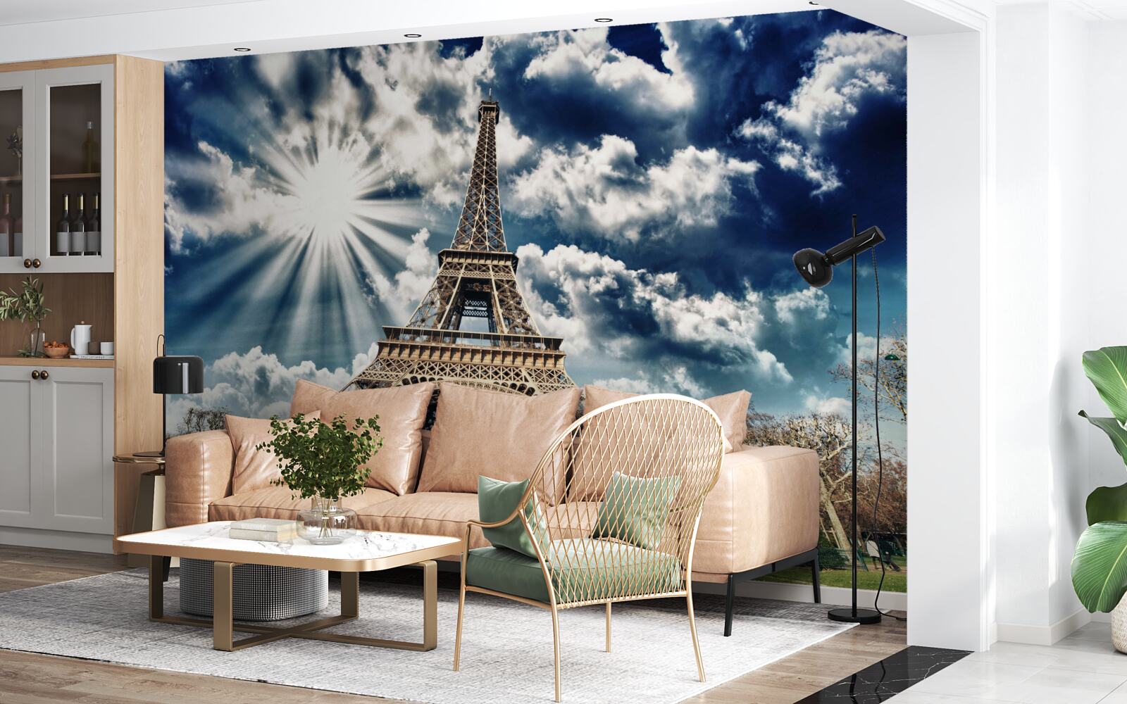 Fototapeta slnečné lúče nad Eiffelovou vežou