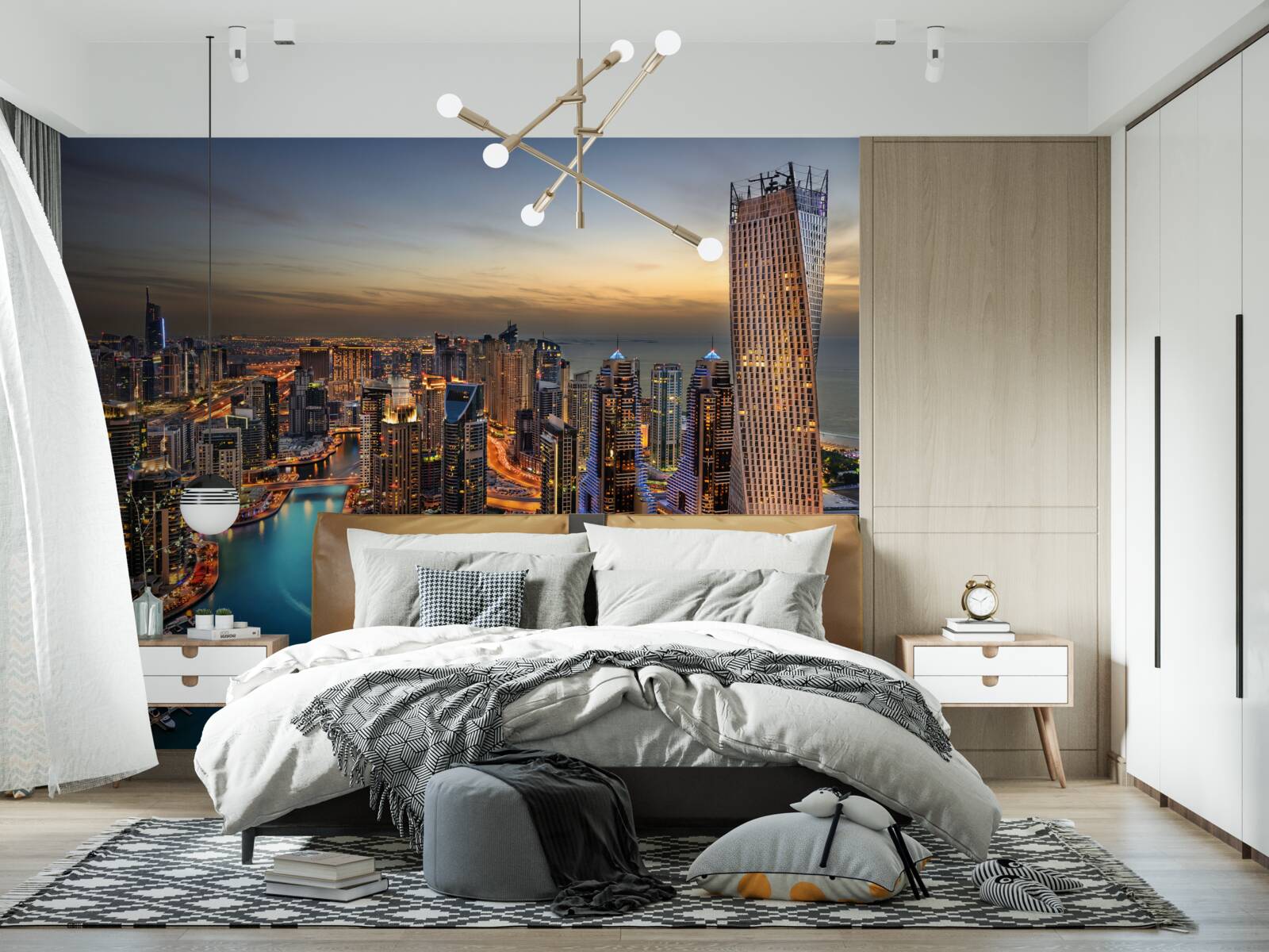 Fototapeta panoráma večerných budov v Dubaji