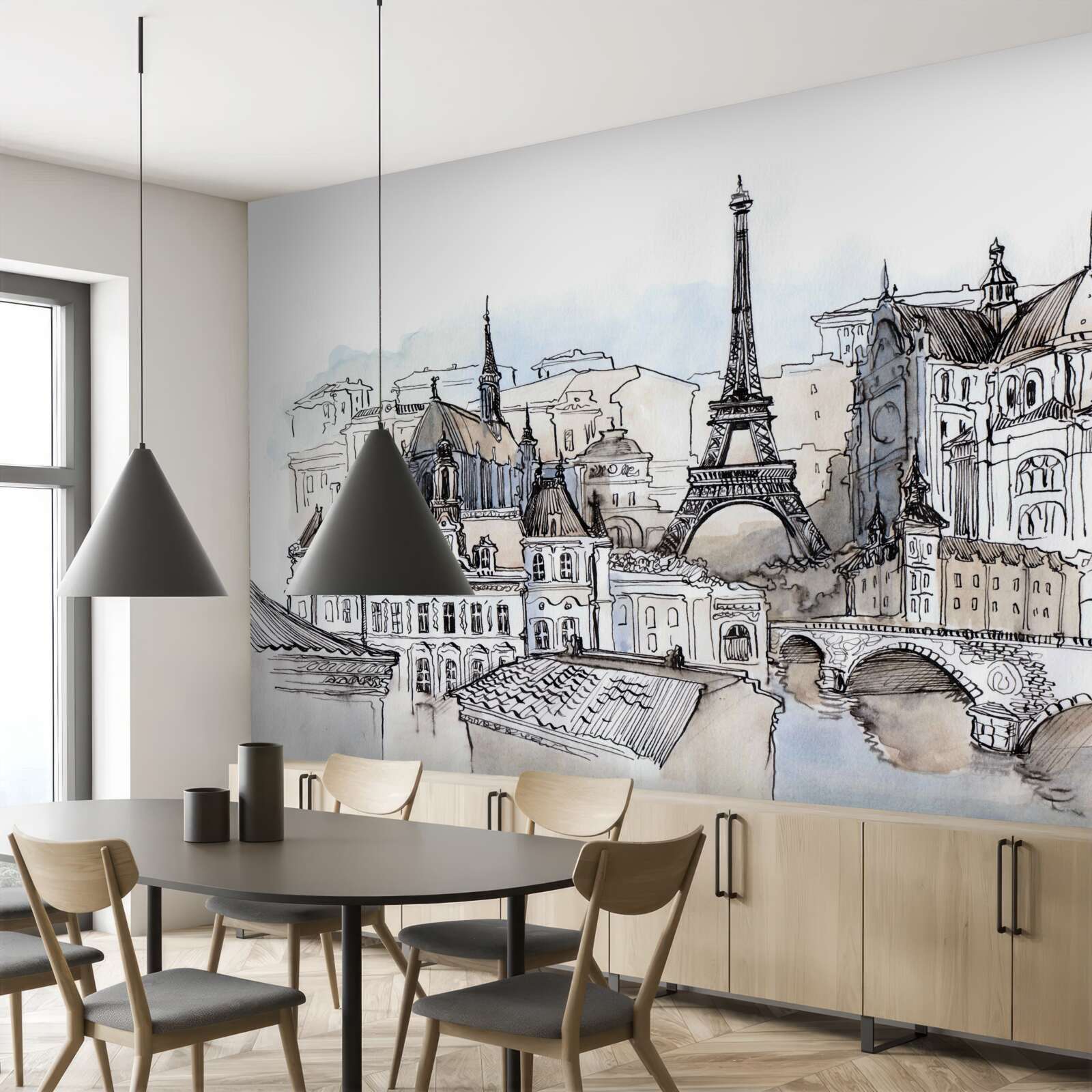 Fototapeta Parížske krajiny vytvorené pomocou akvarelov