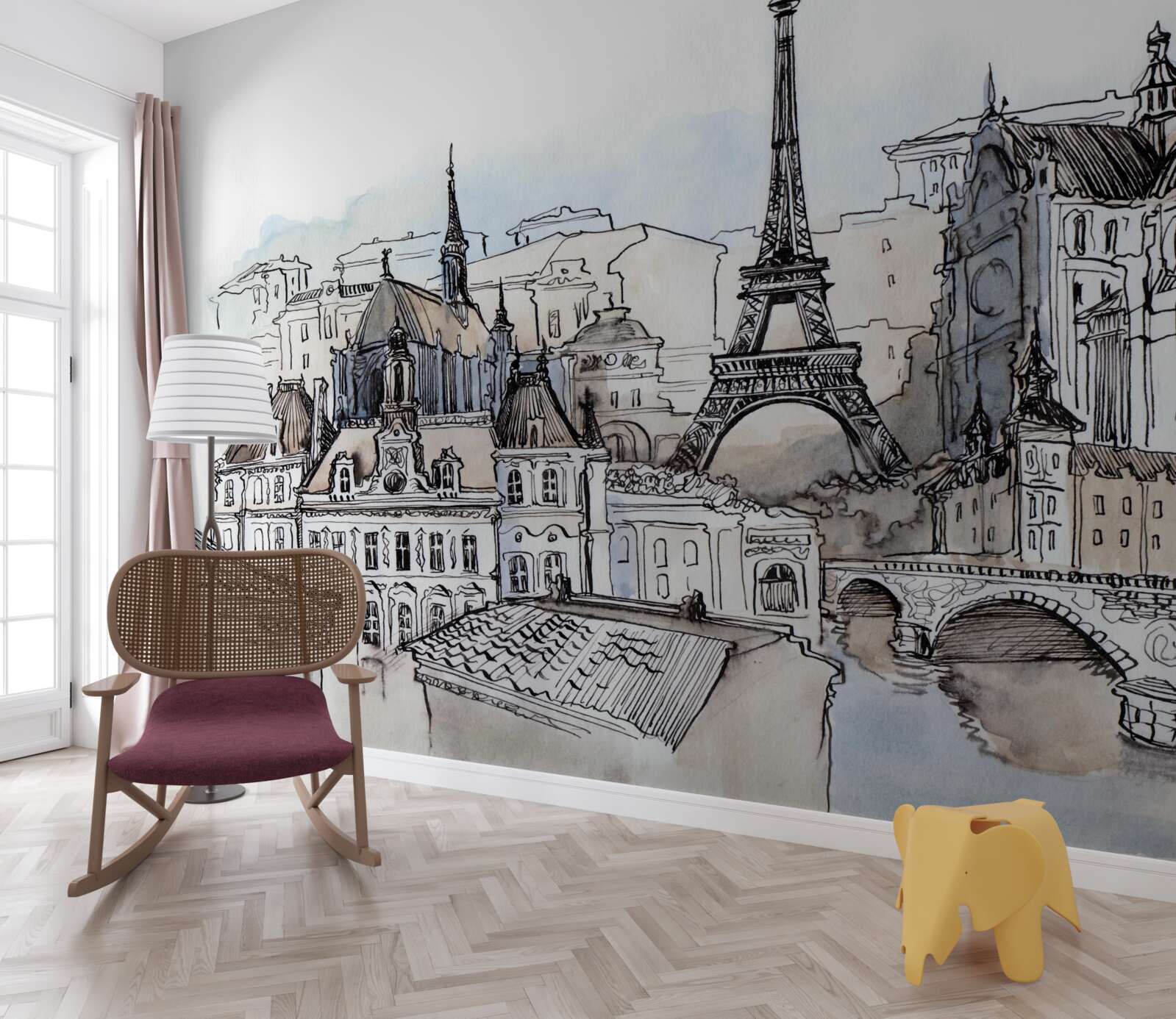 Fototapeta Parížske krajiny vytvorené pomocou akvarelov