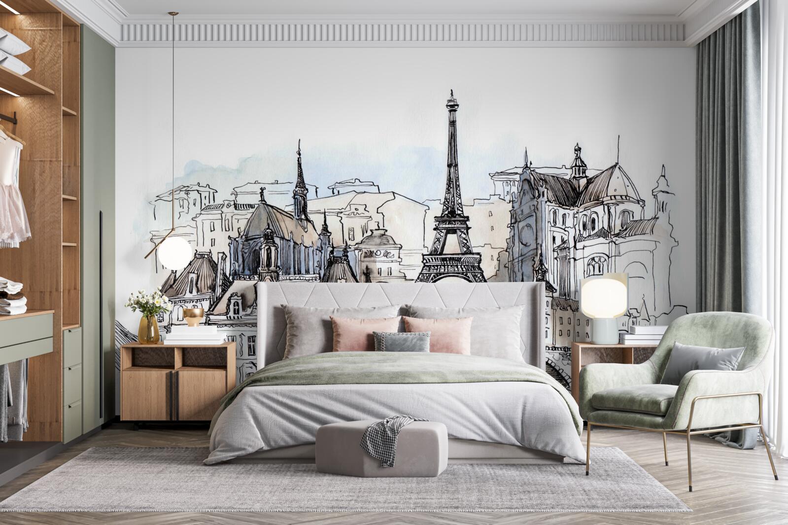 Fototapeta Parížske krajiny vytvorené pomocou akvarelov