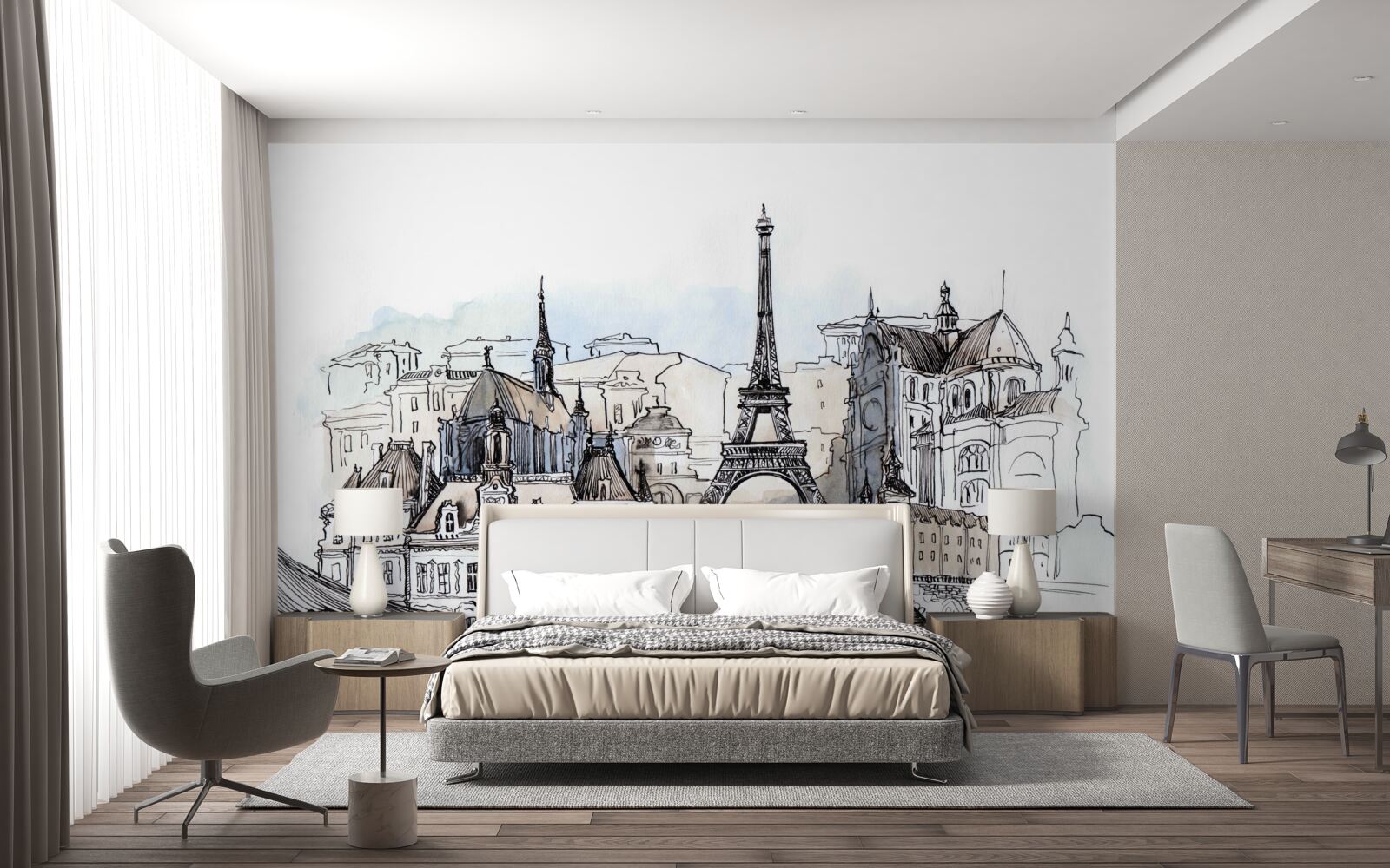 Fototapeta Parížske krajiny vytvorené pomocou akvarelov