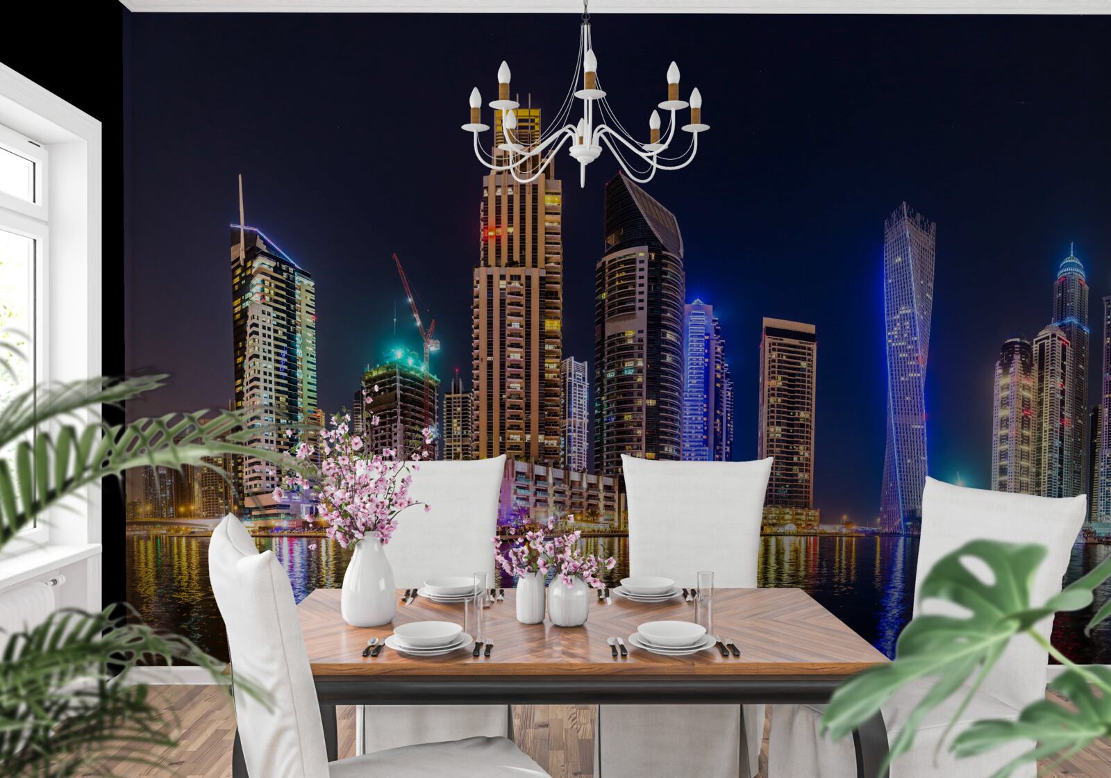 Fototapeta fascinujúca nočná ulica v Dubaji