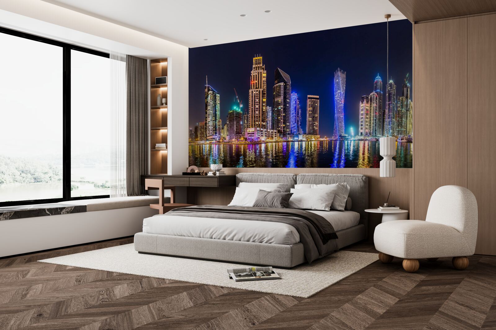 Fototapeta fascinujúca nočná ulica v Dubaji