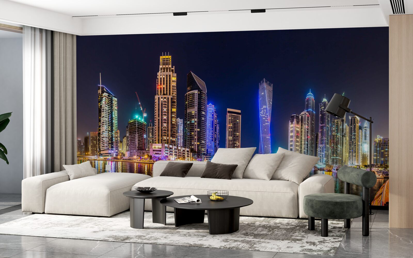 Fototapeta fascinujúca nočná ulica v Dubaji