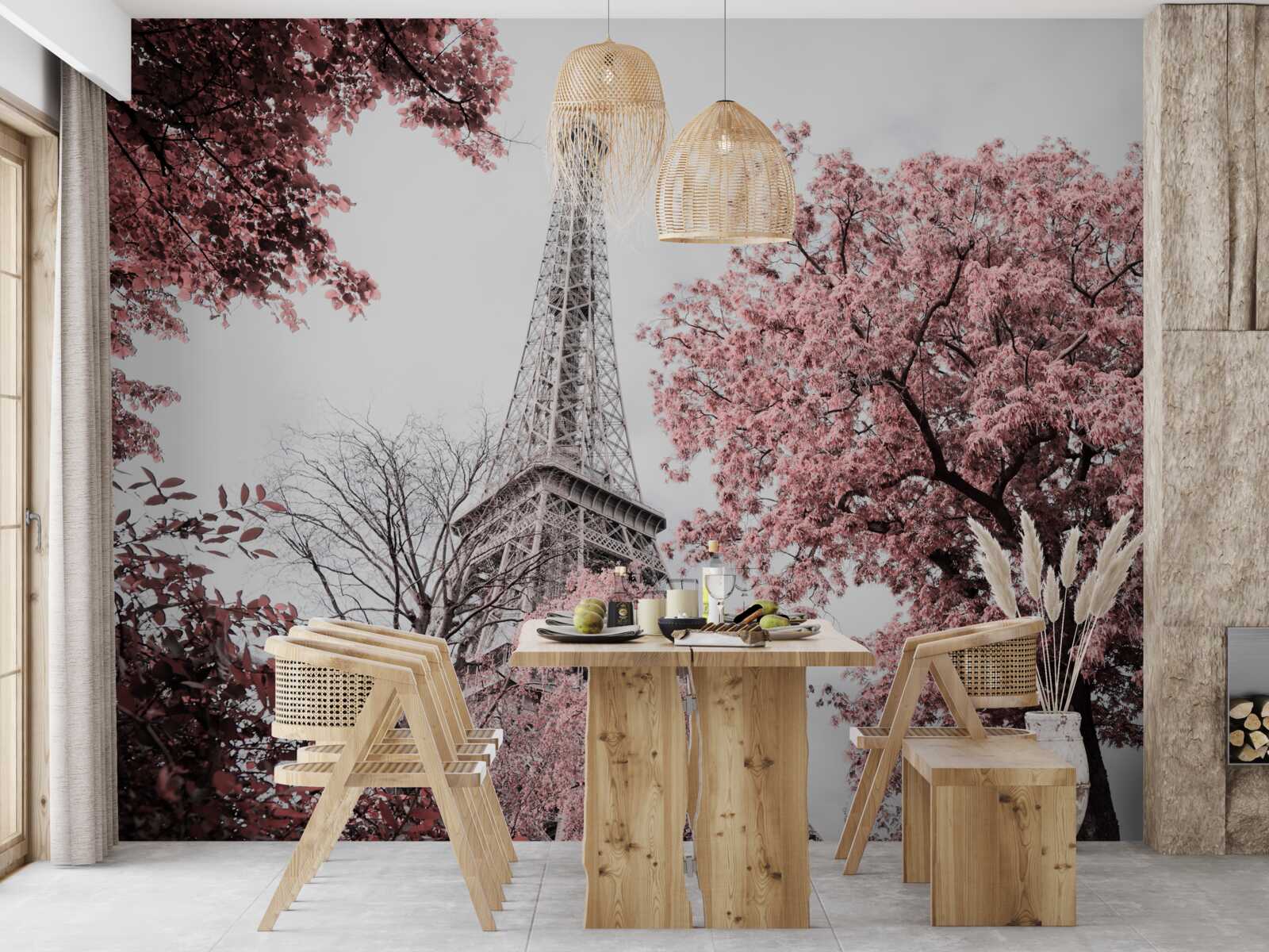 Fototapeta Eiffelova veža je obklopená čerešňovými kvetmi