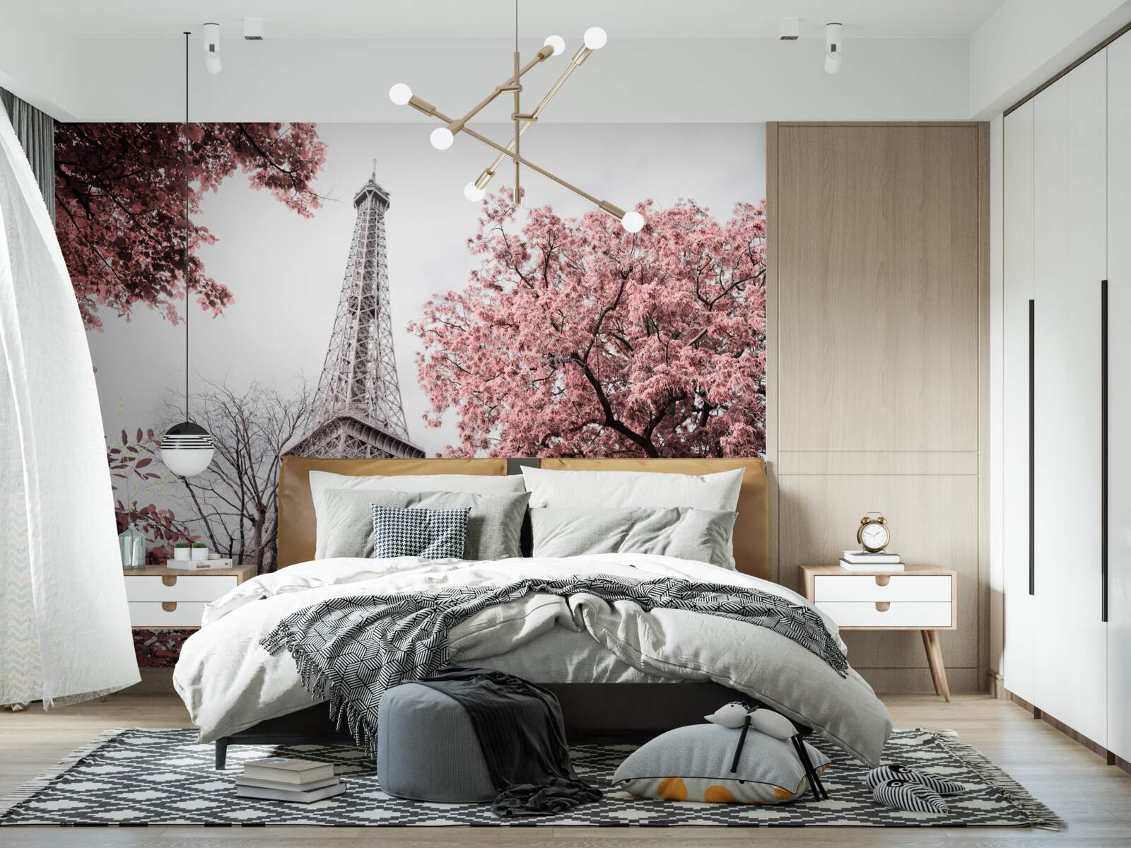 Fototapeta Eiffelova veža je obklopená čerešňovými kvetmi