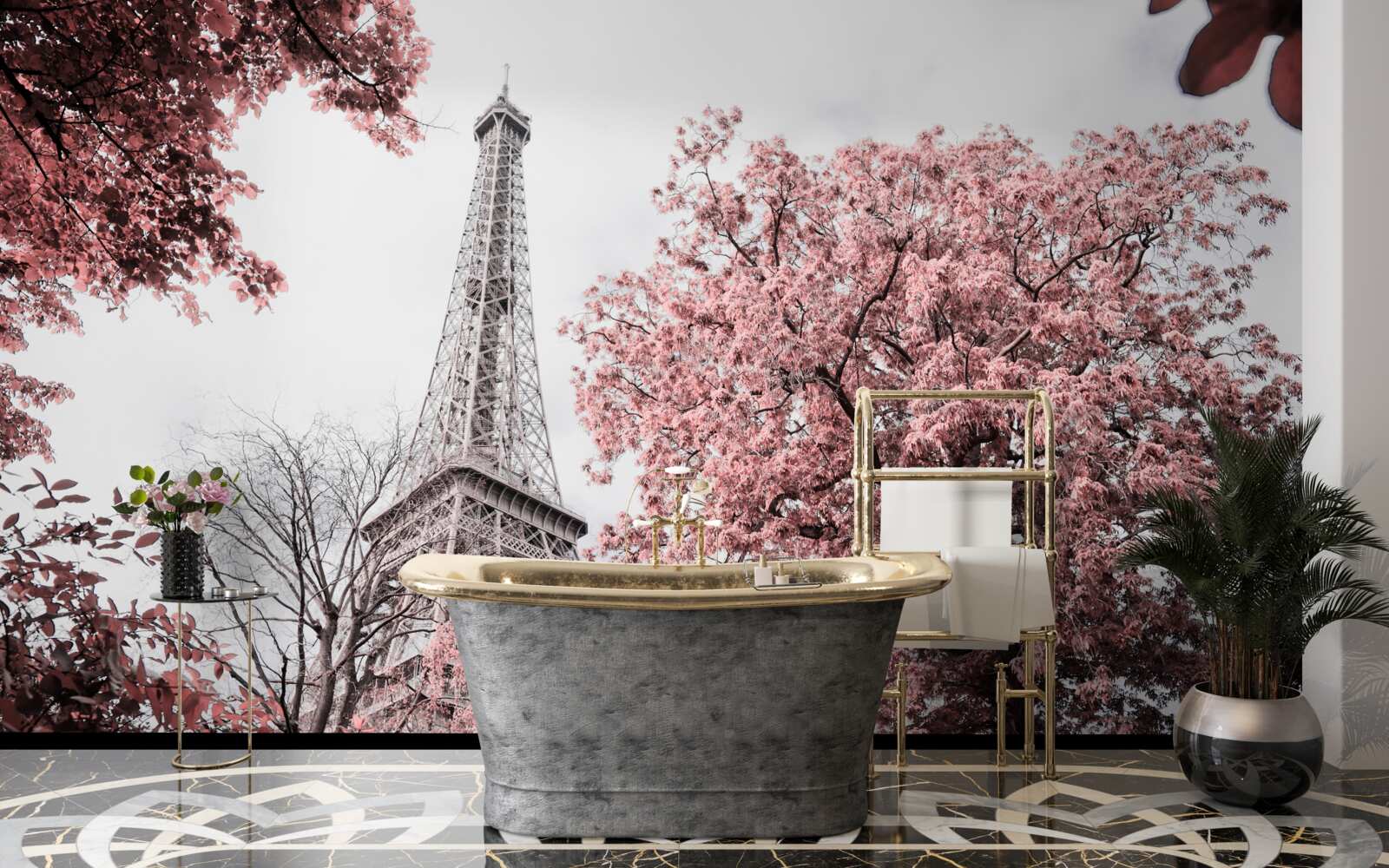 Fototapeta Eiffelova veža je obklopená čerešňovými kvetmi