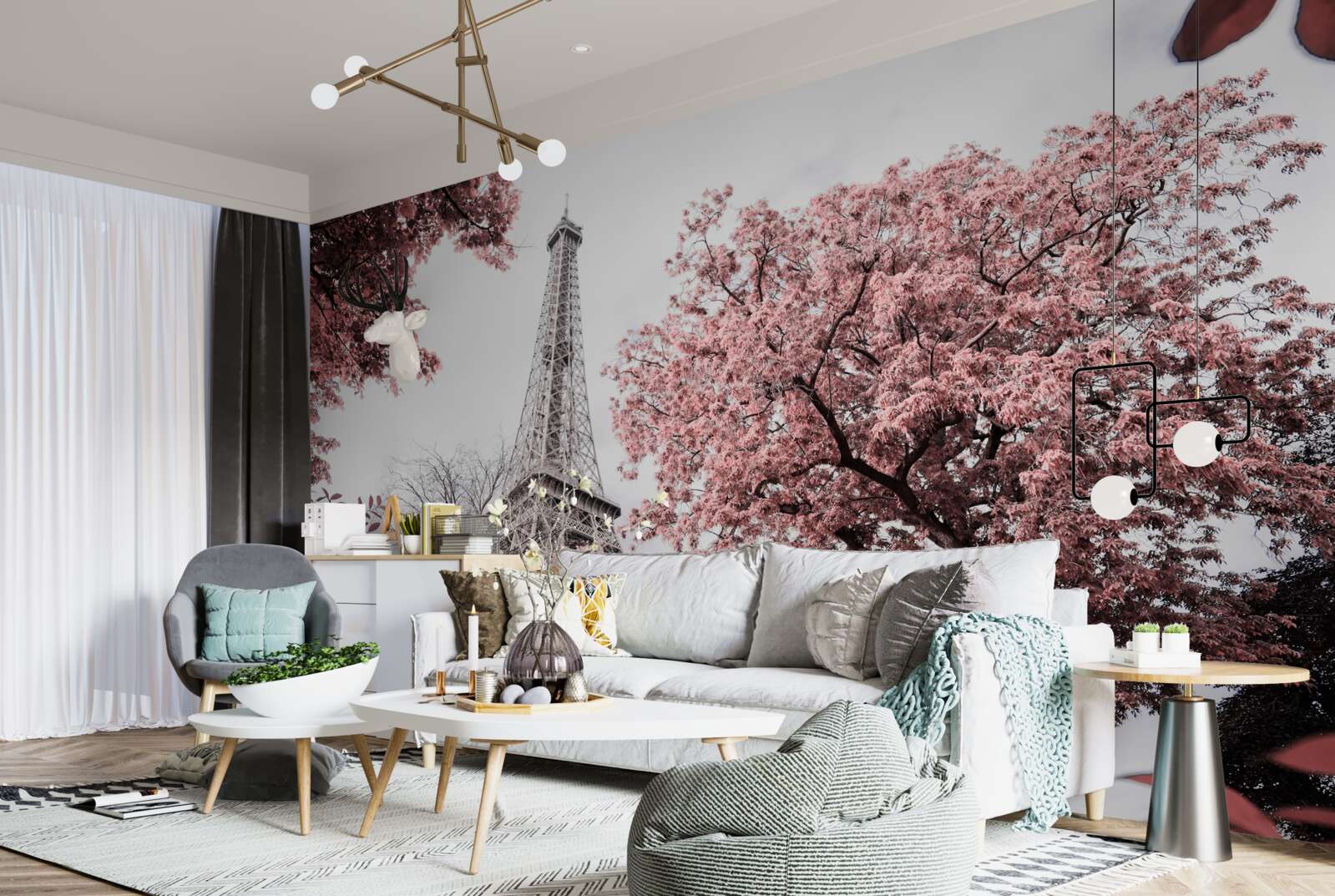 Fototapeta Eiffelova veža je obklopená čerešňovými kvetmi