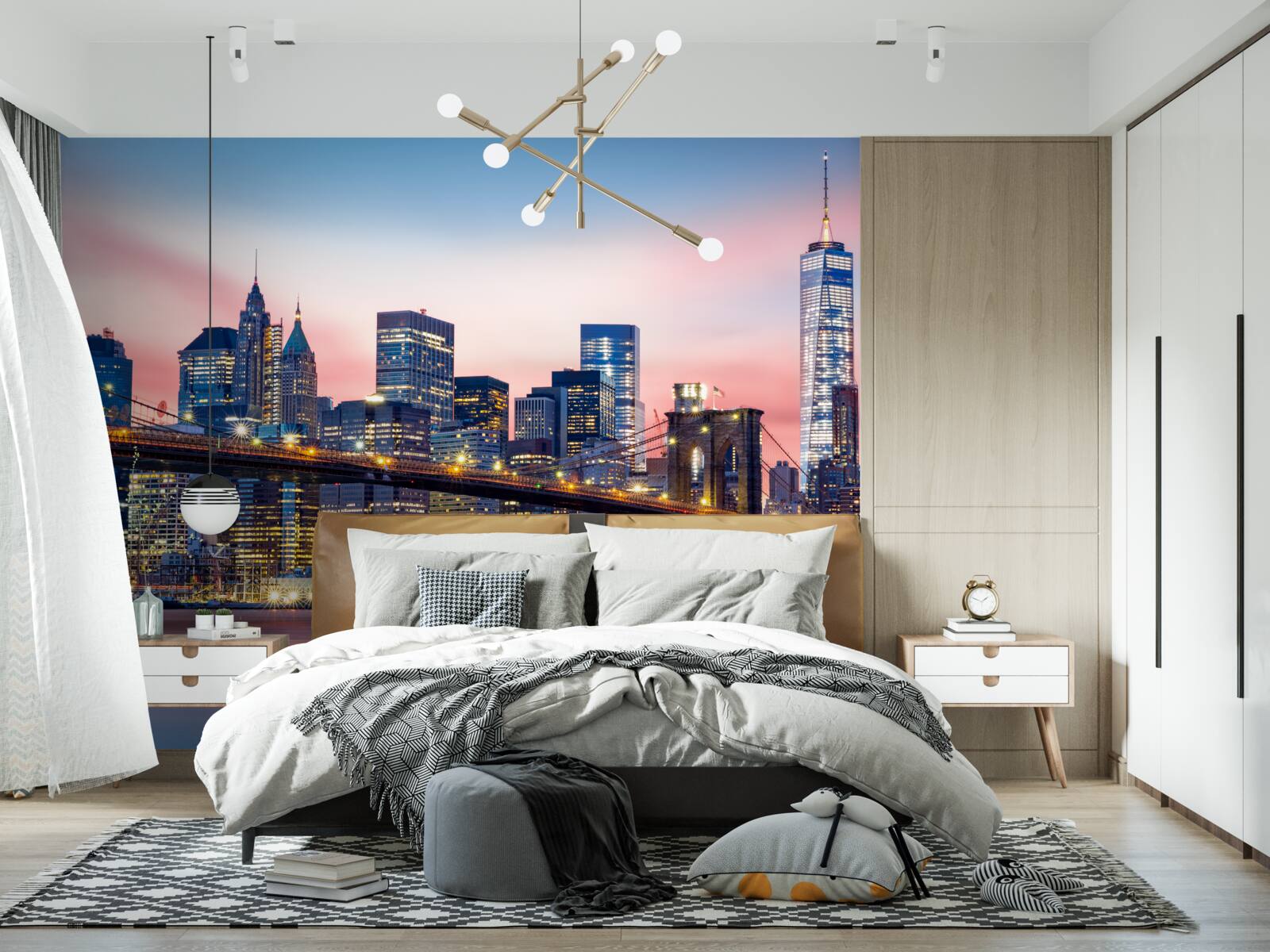 Fototapeta Brooklynský most v noci v New Yorku