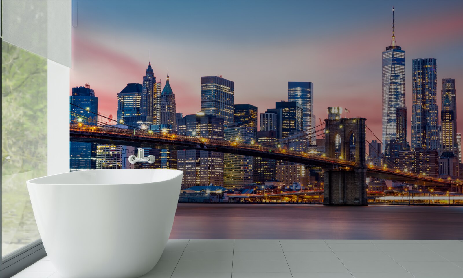 Fototapeta Brooklynský most v noci v New Yorku