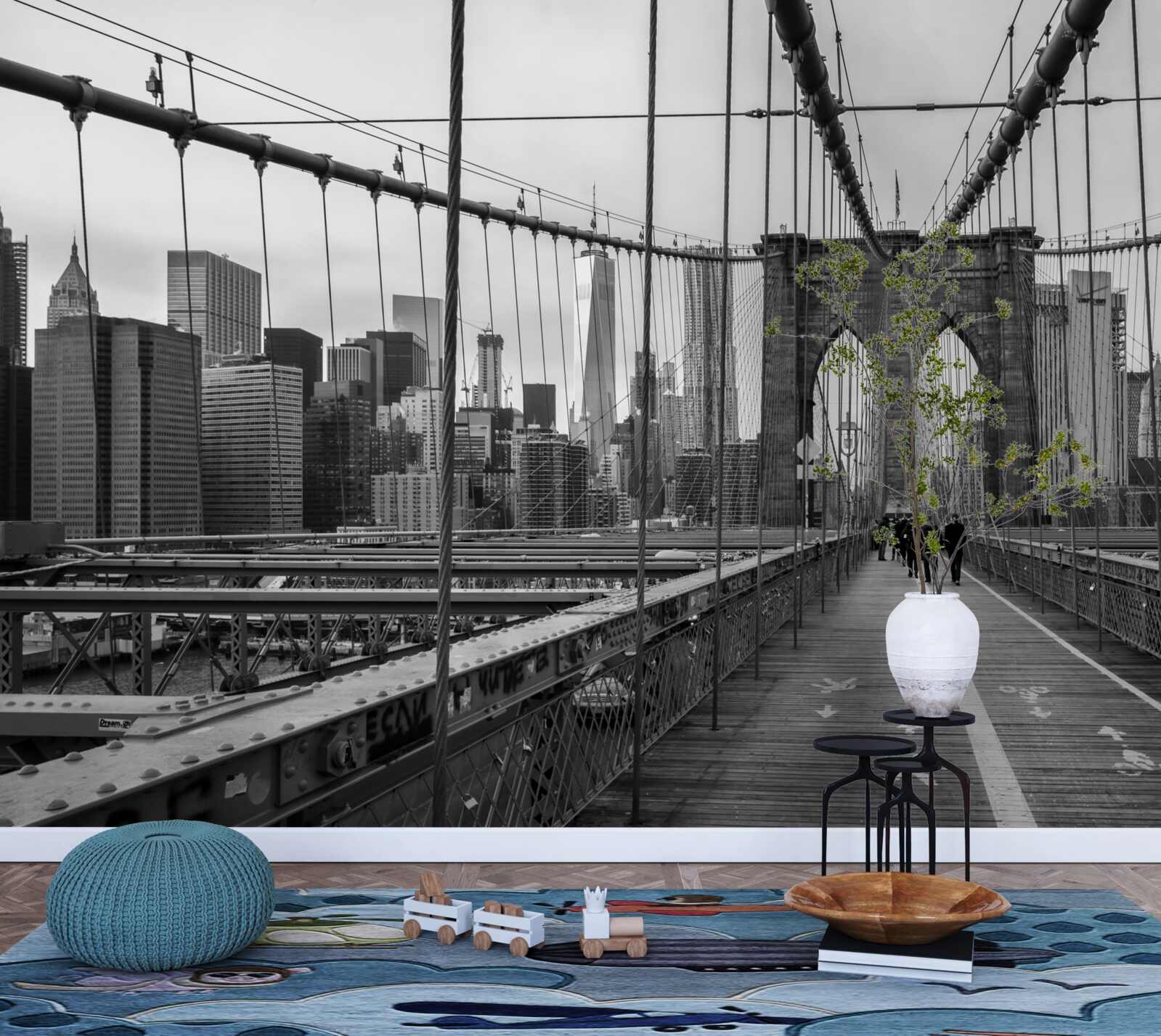 Fototapeta Brooklynský most v odtieňoch čiernej a bielej