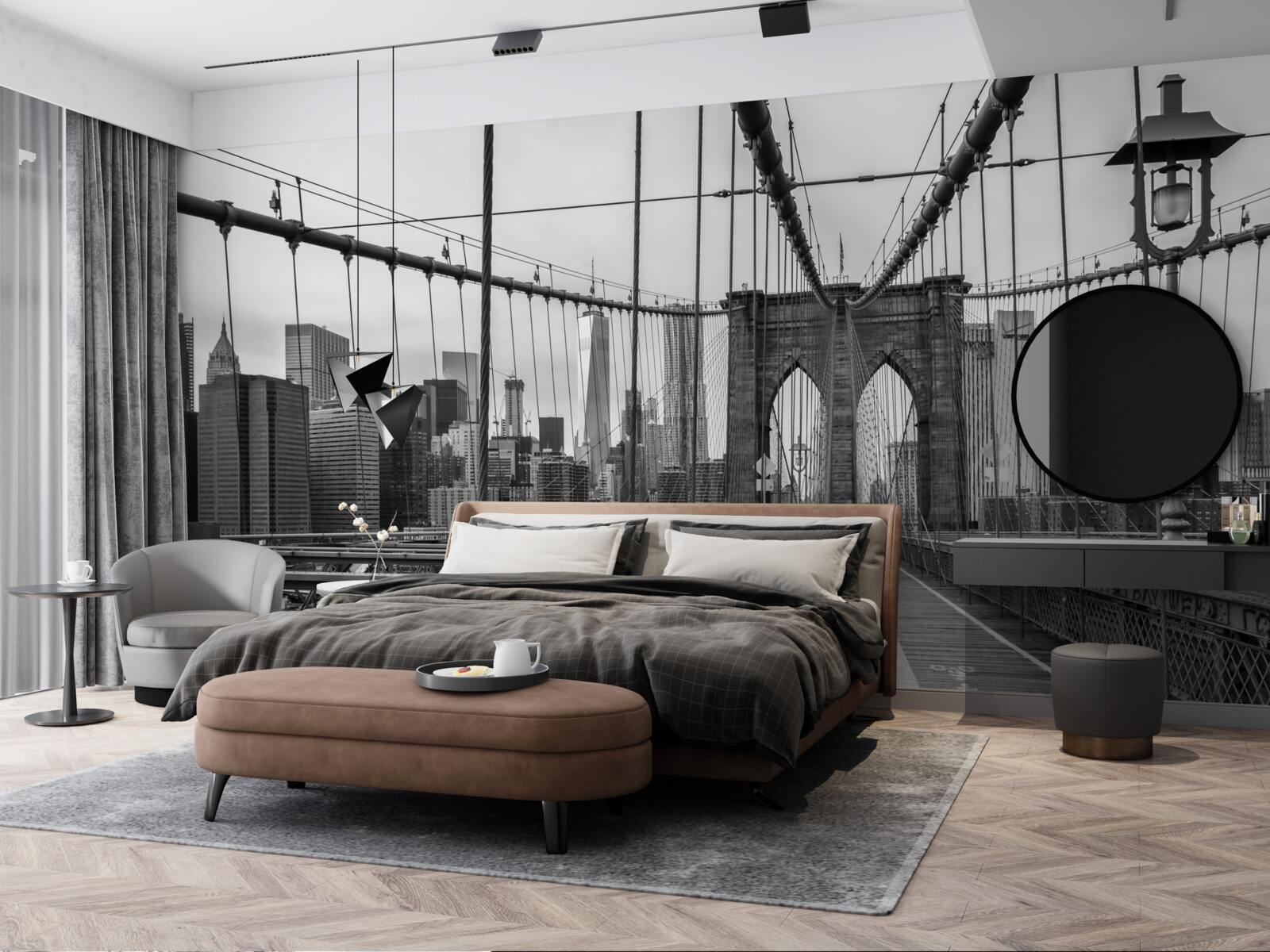 Fototapeta Brooklynský most v odtieňoch čiernej a bielej