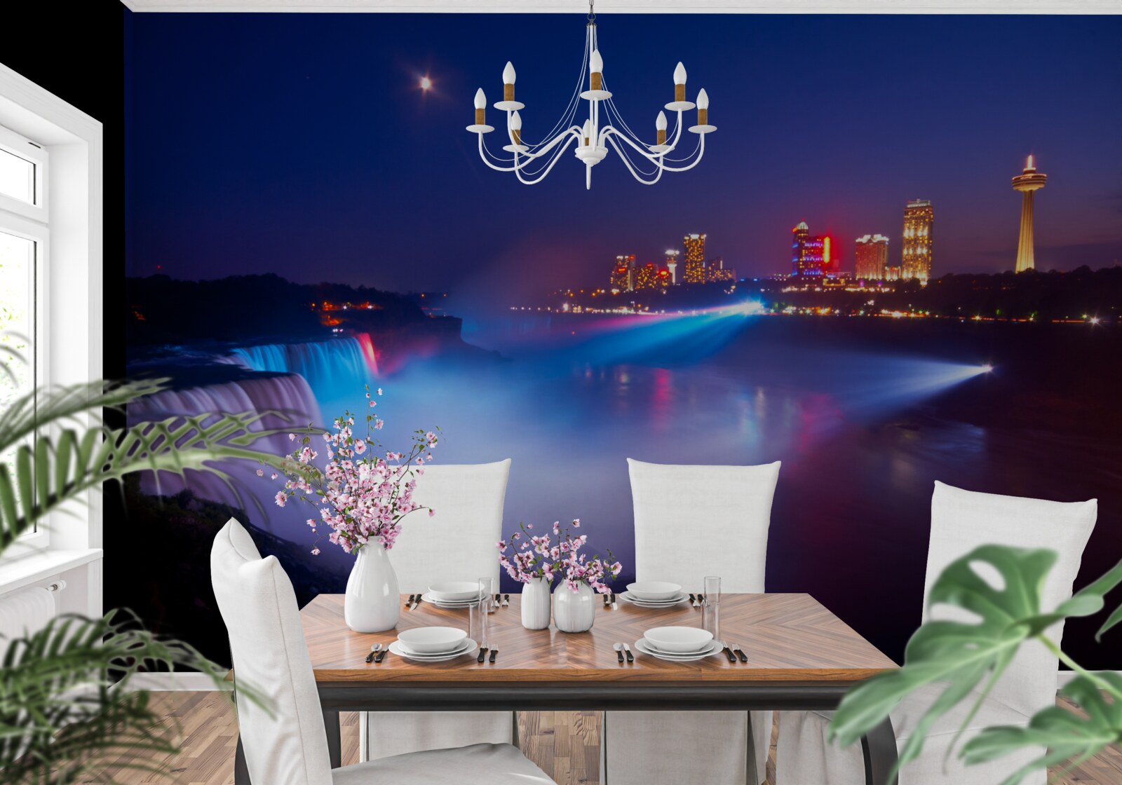 Fototapeta V noci osvetlené Niagarské vodopády