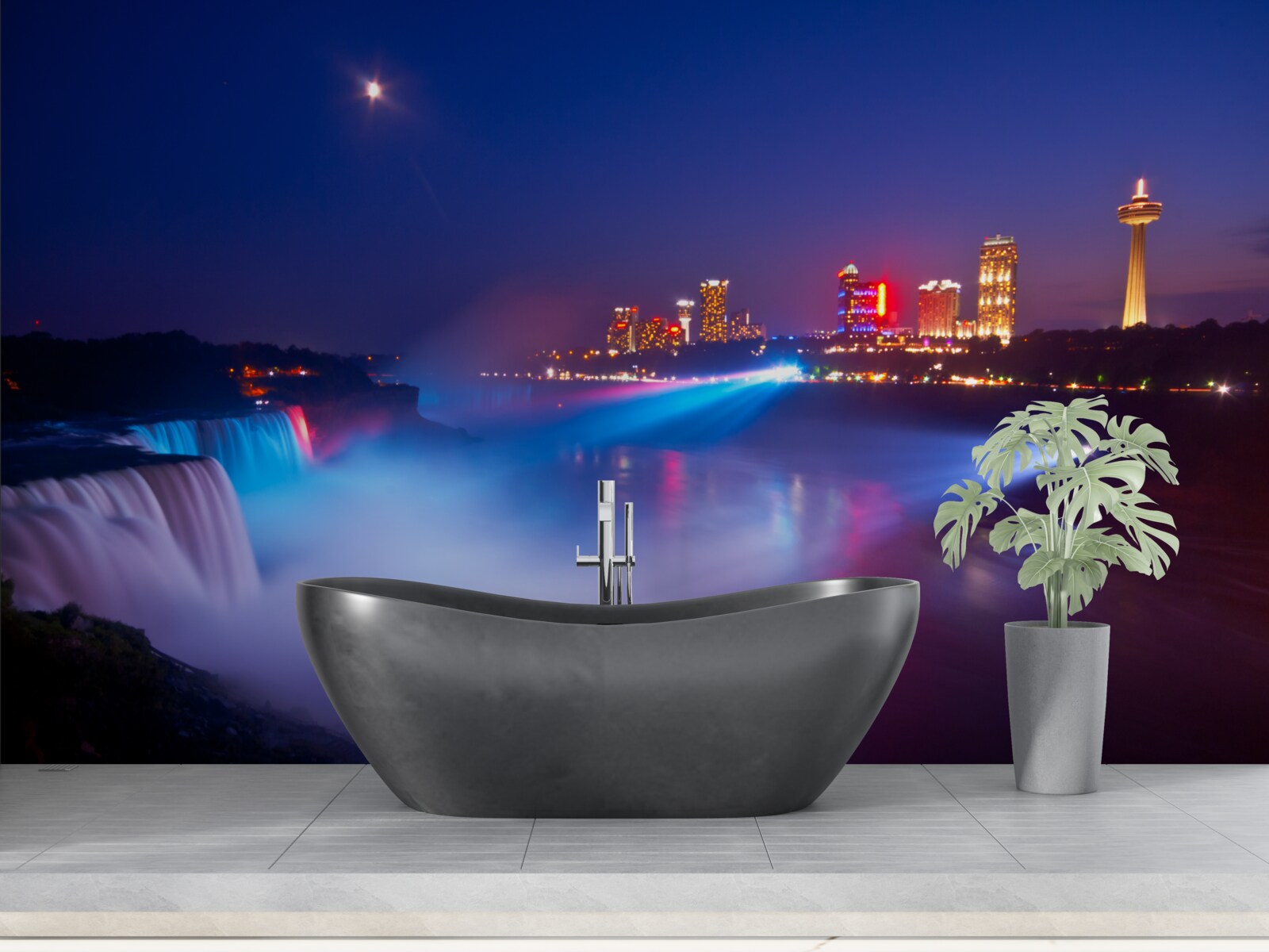 Fototapeta V noci osvetlené Niagarské vodopády