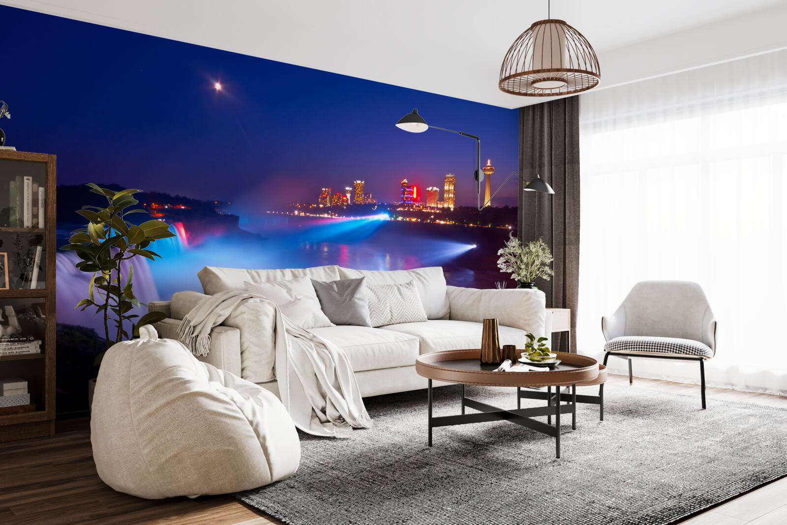 Fototapeta V noci osvetlené Niagarské vodopády