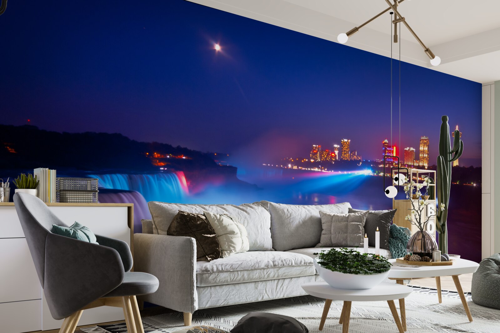 Fototapeta V noci osvetlené Niagarské vodopády