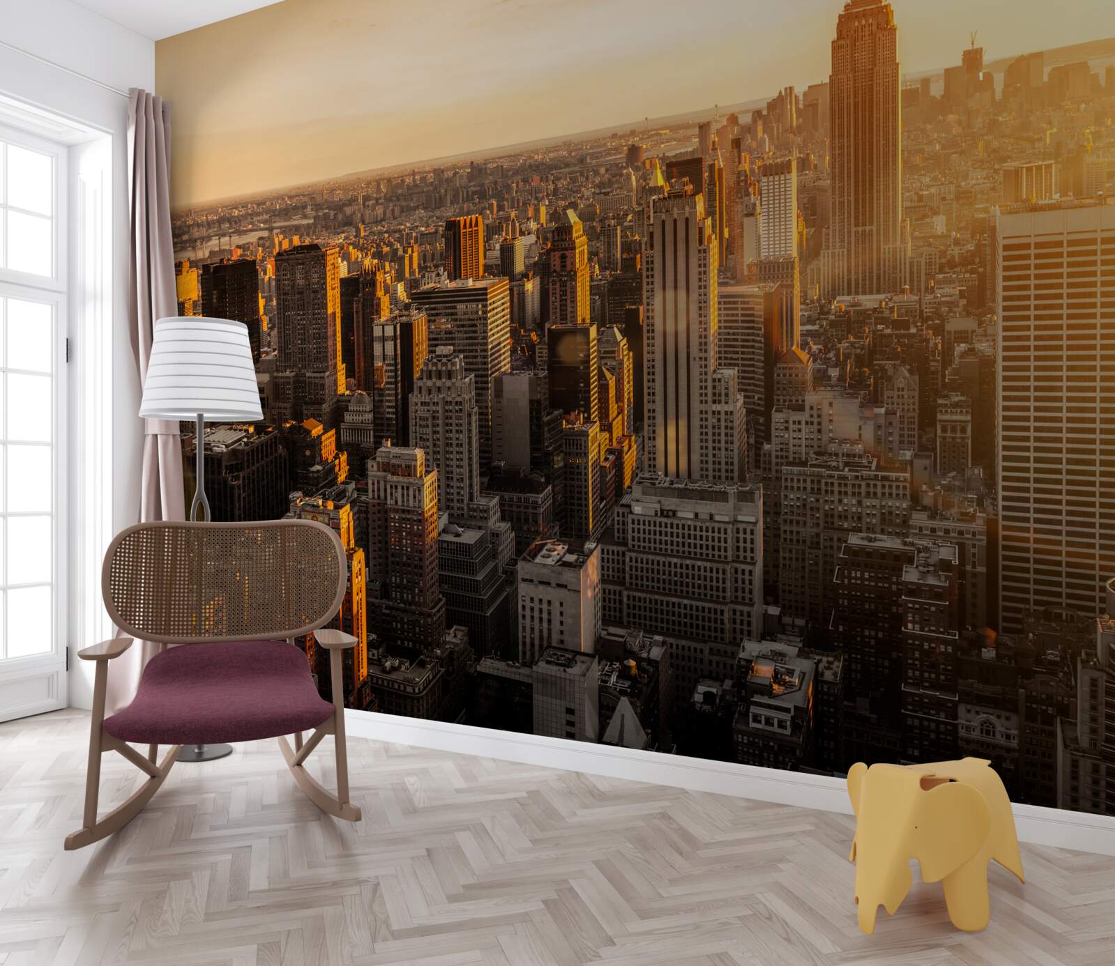 Fototapeta Newyorské mrakodrapy vo svetle zapadajúceho slnka