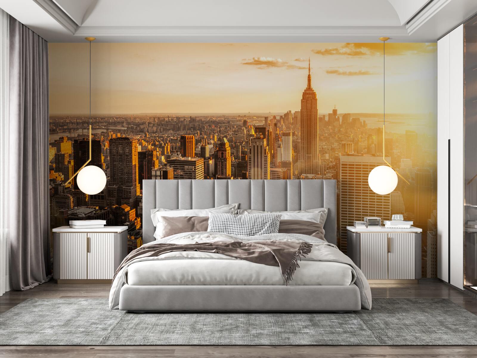 Fototapeta Newyorské mrakodrapy vo svetle zapadajúceho slnka