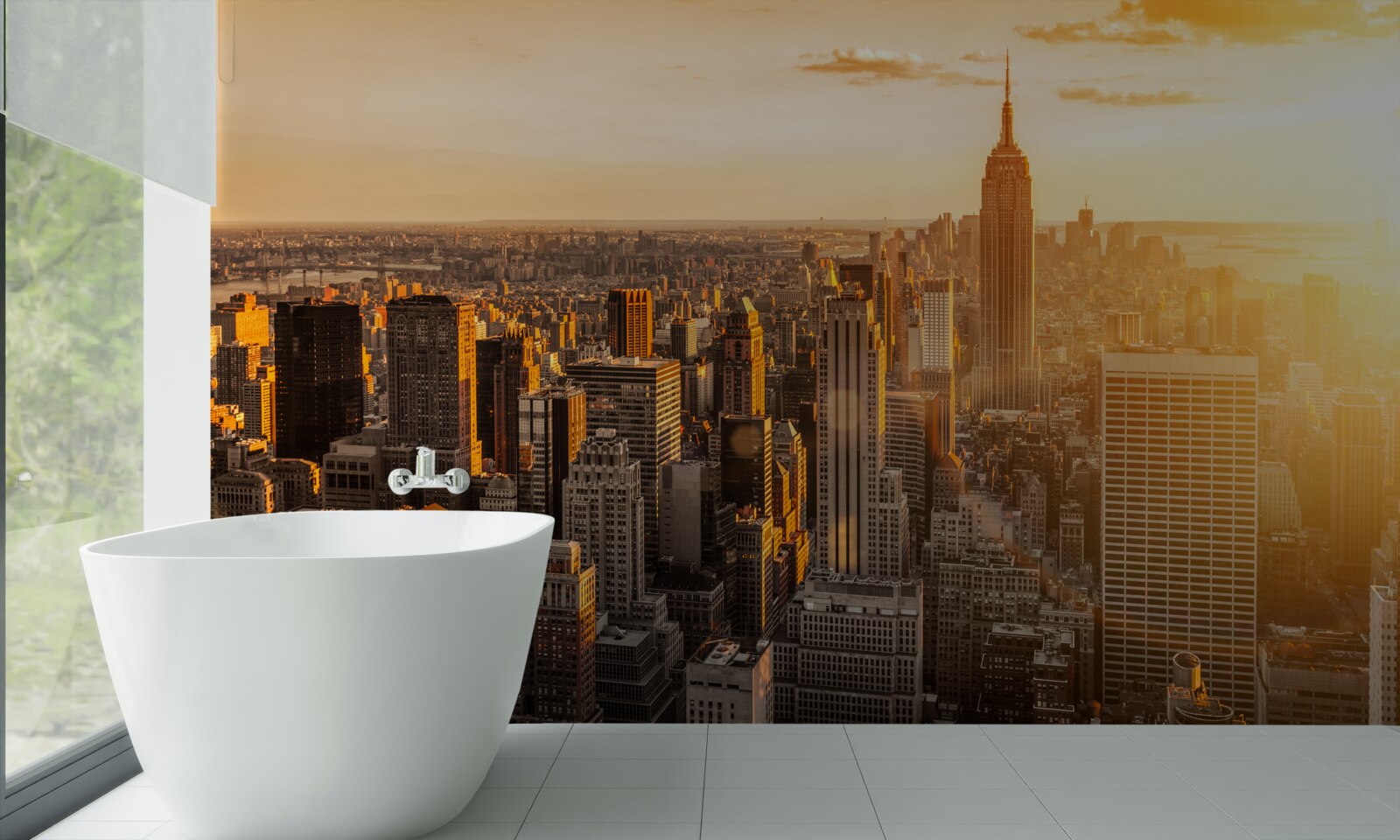 Fototapeta Newyorské mrakodrapy vo svetle zapadajúceho slnka