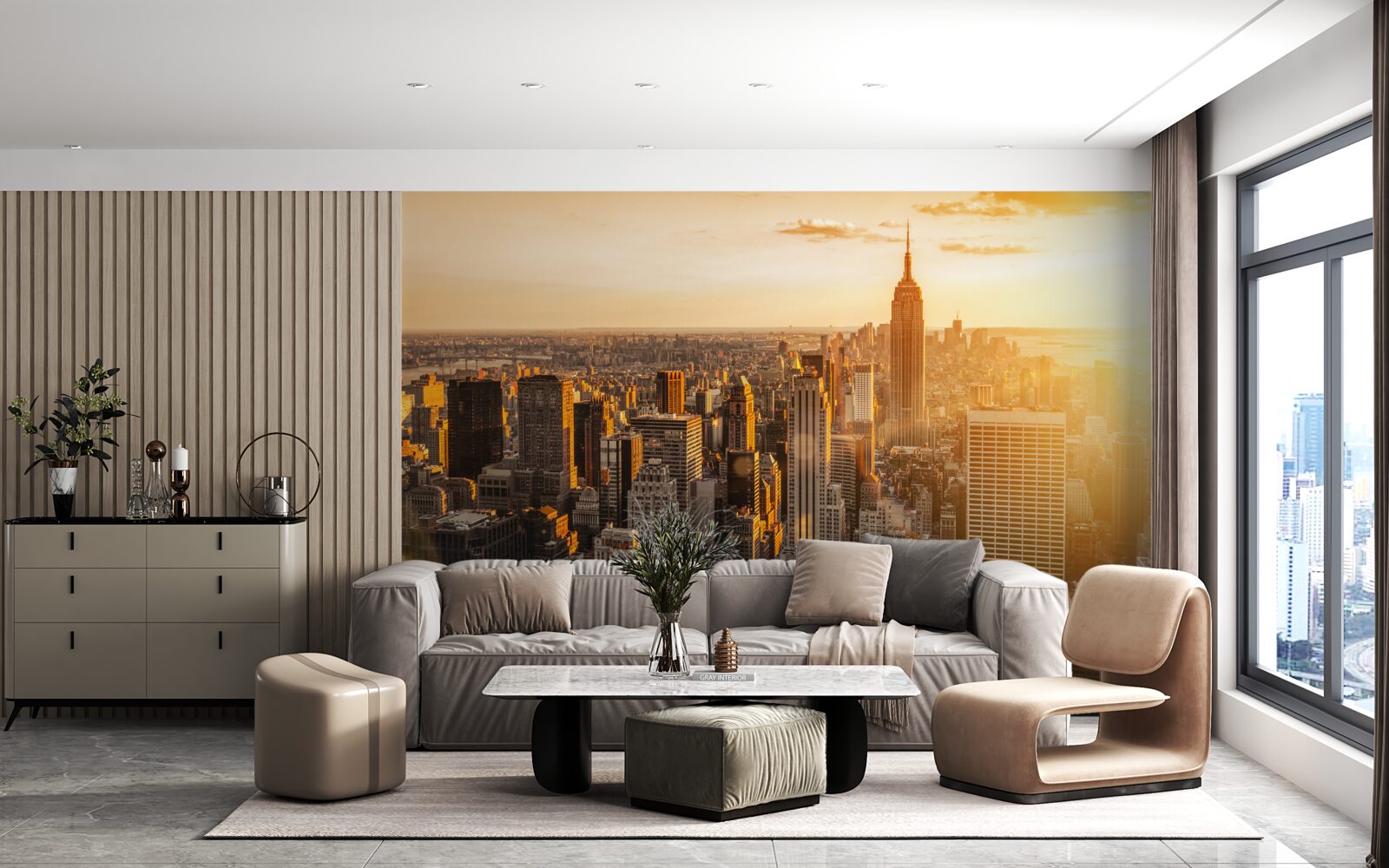 Fototapeta Newyorské mrakodrapy vo svetle zapadajúceho slnka