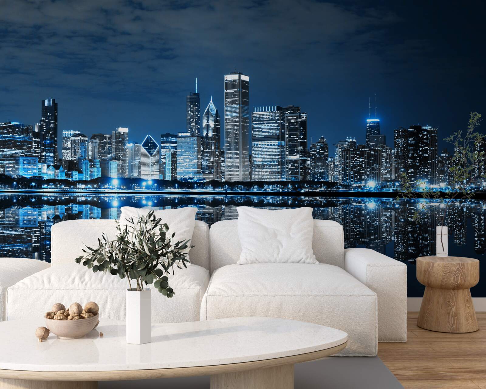 Fototapeta odraz mestských svetiel na vodnej hladine v noci