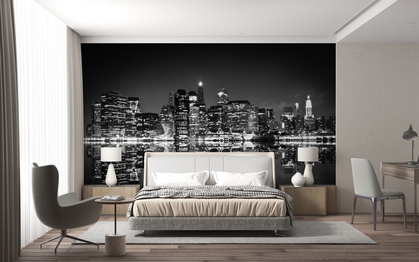 Fototapeta veľké mesto sa odráža vo vode