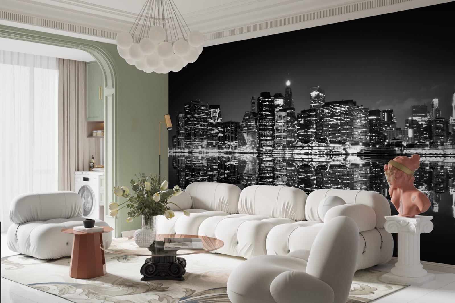 Fototapeta veľké mesto sa odráža vo vode