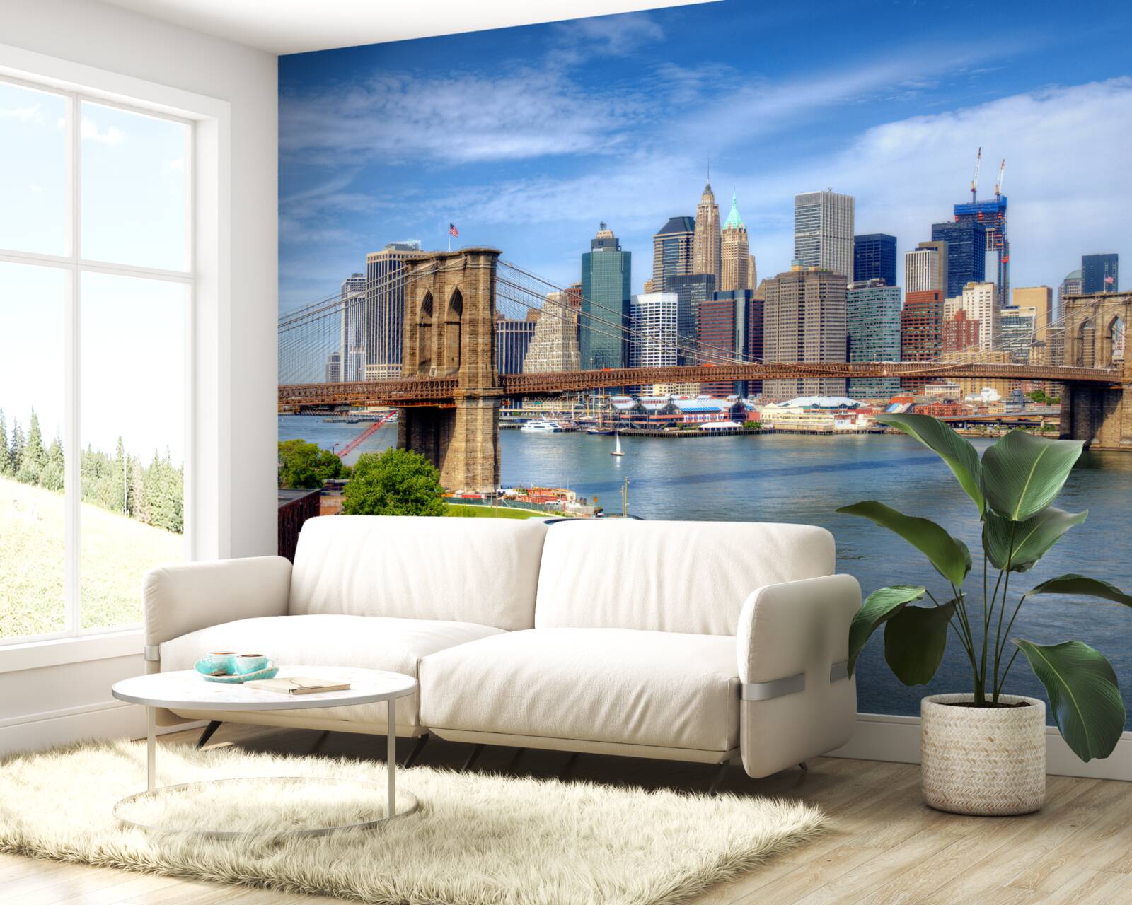 Fototapeta Brooklynský most, postavený z kameňa a mrakodrapov v meste