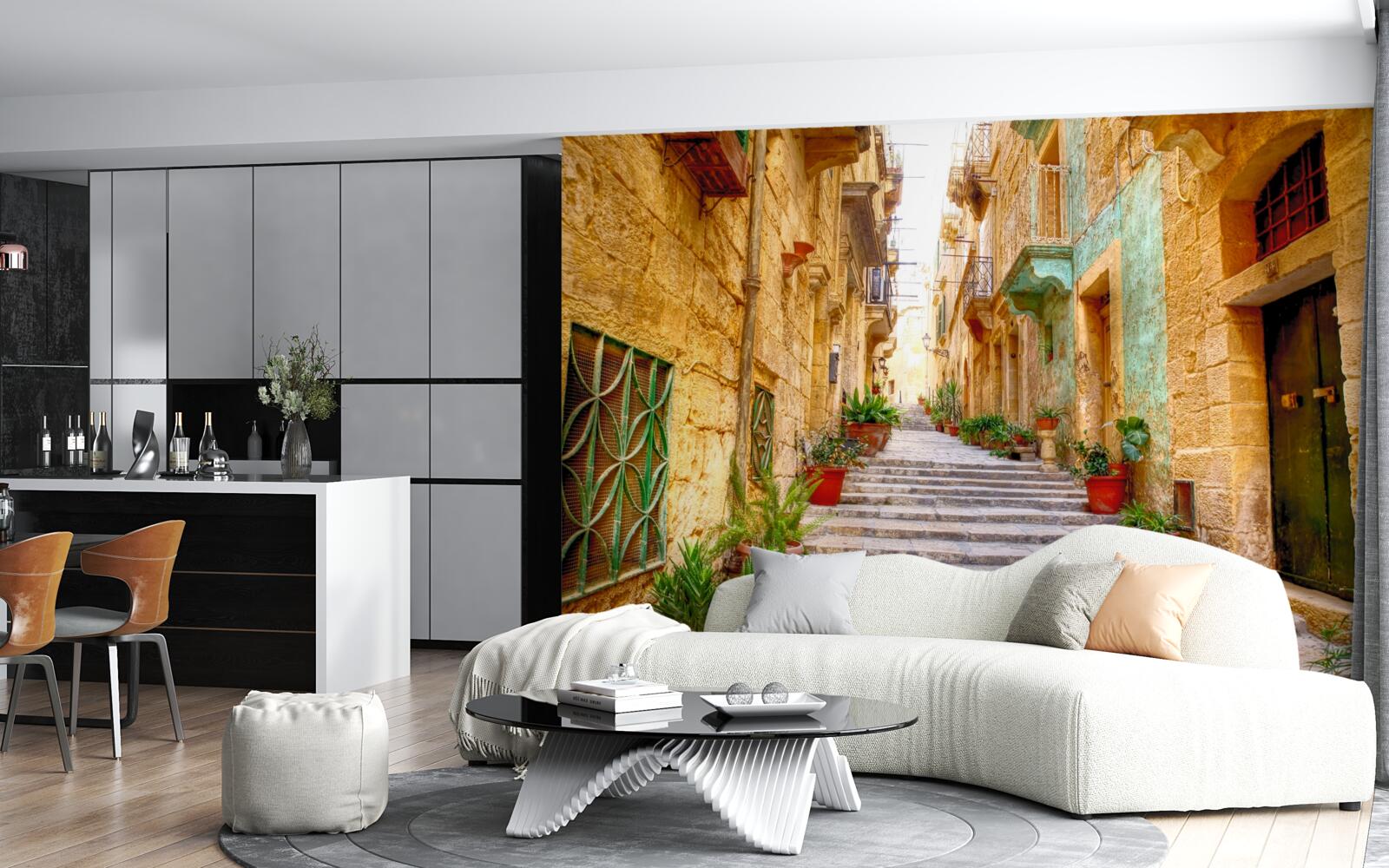 Fototapeta Talianska ulica zdobená kvetmi je úzka