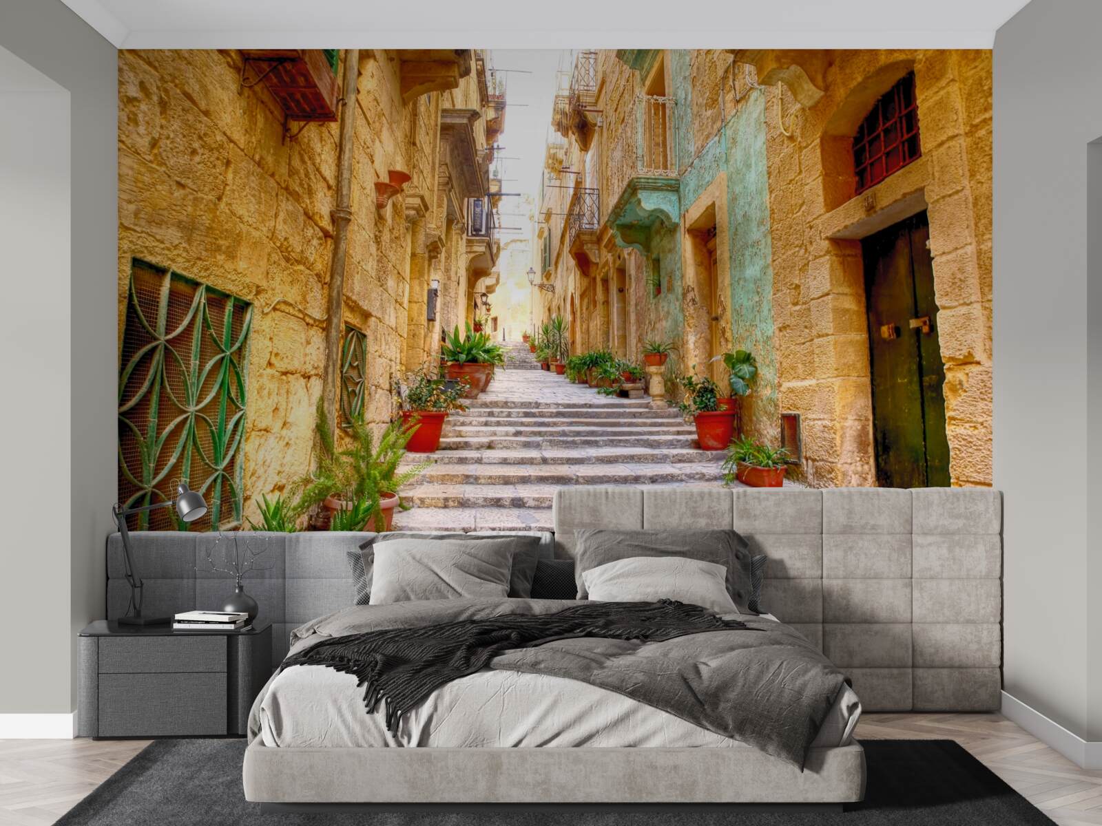 Fototapeta Talianska ulica zdobená kvetmi je úzka