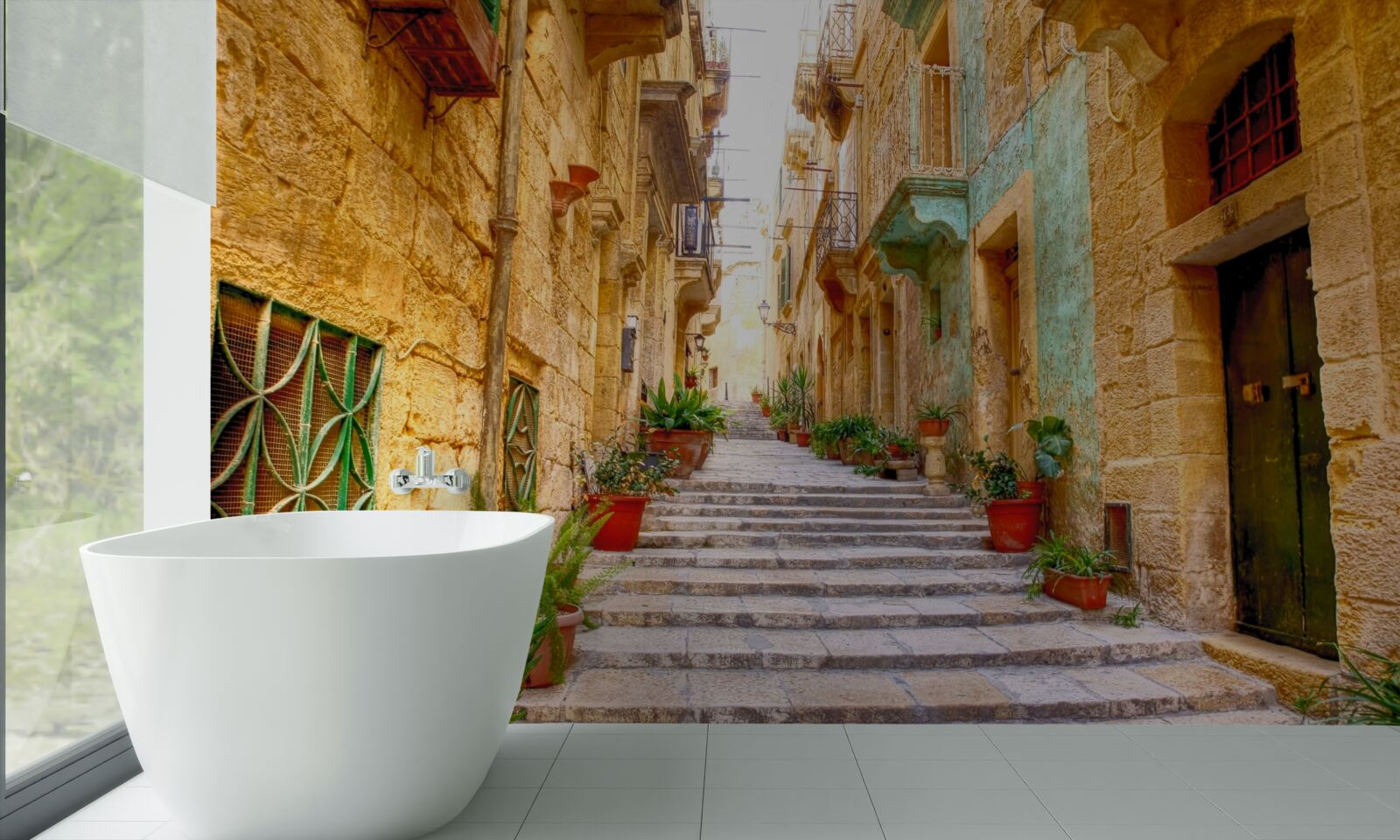 Fototapeta Talianska ulica zdobená kvetmi je úzka